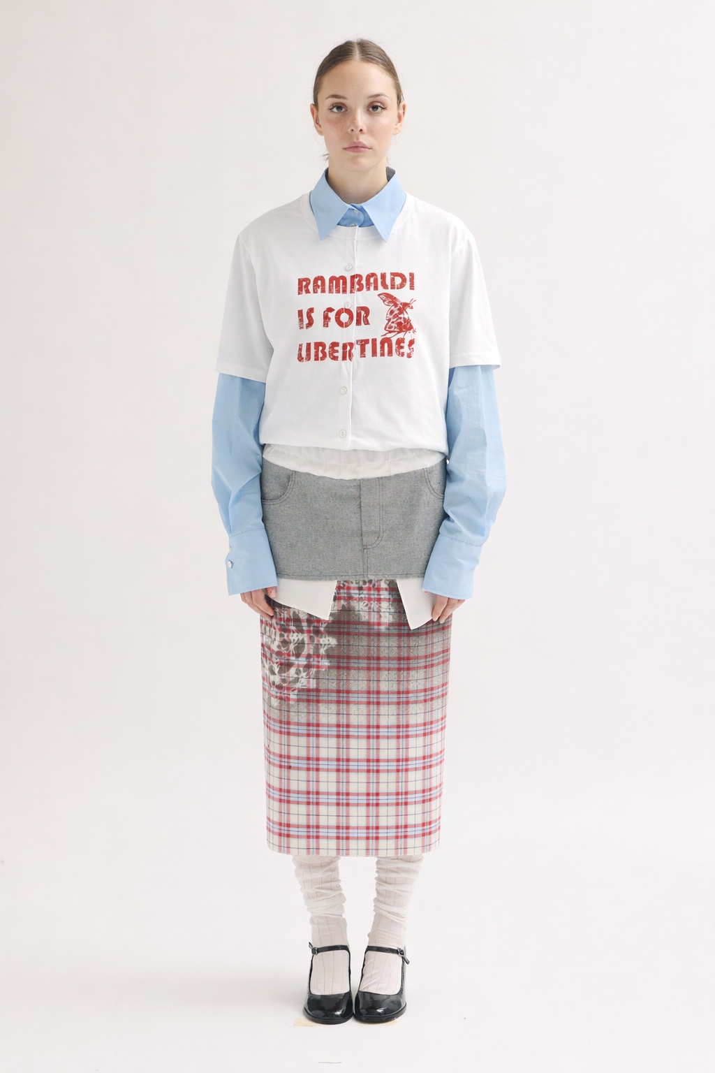 T-shirt con camicia integrata rambaldi is for libertines