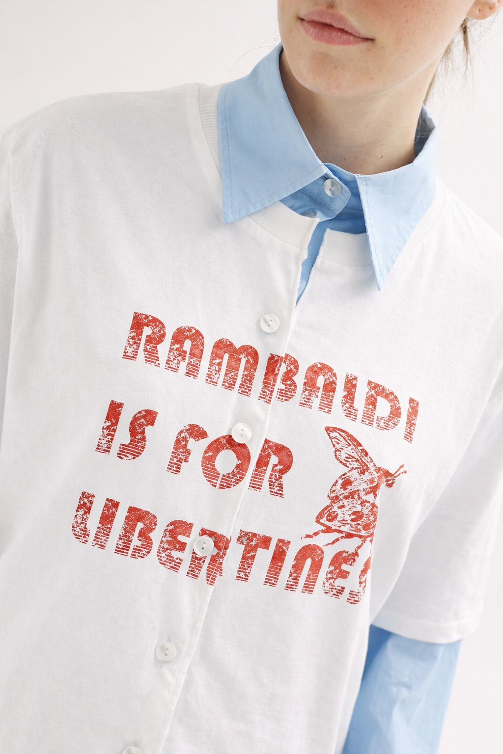 T-shirt con camicia integrata rambaldi is for libertines