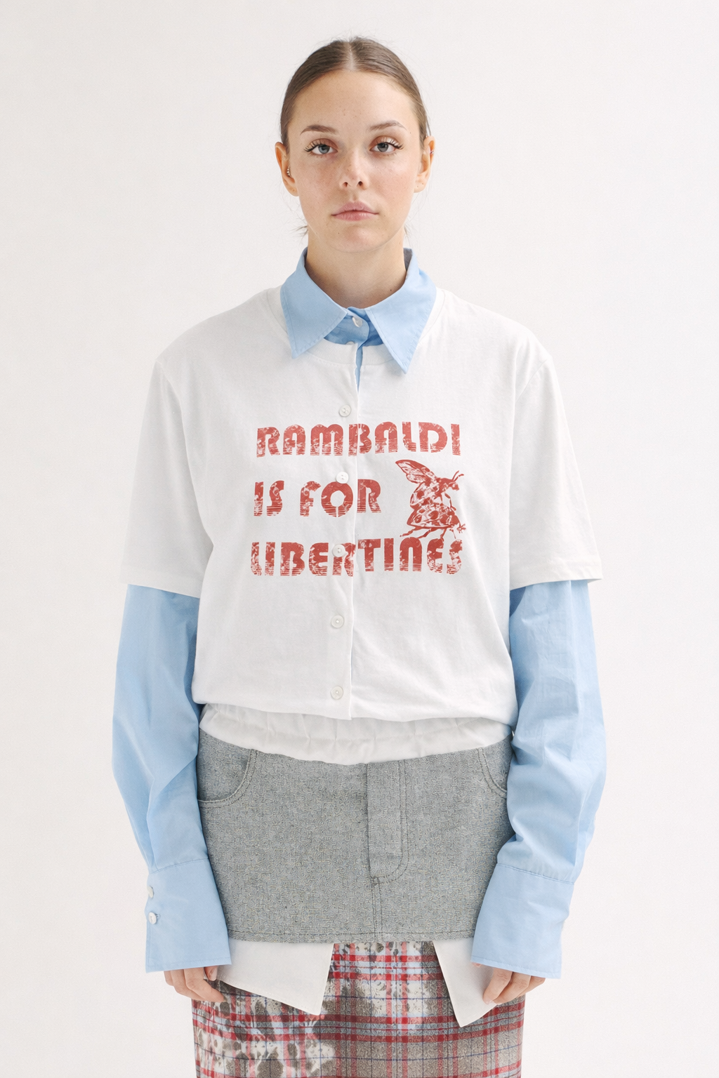 T-shirt con camicia integrata rambaldi is for libertines