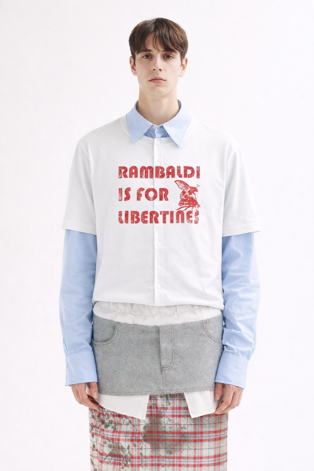 T-shirt con camicia integrata rambaldi is for libertines