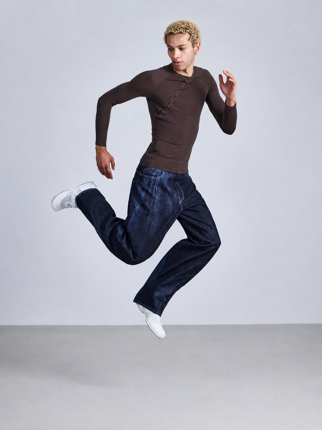 Asymmetric henley long sleeve