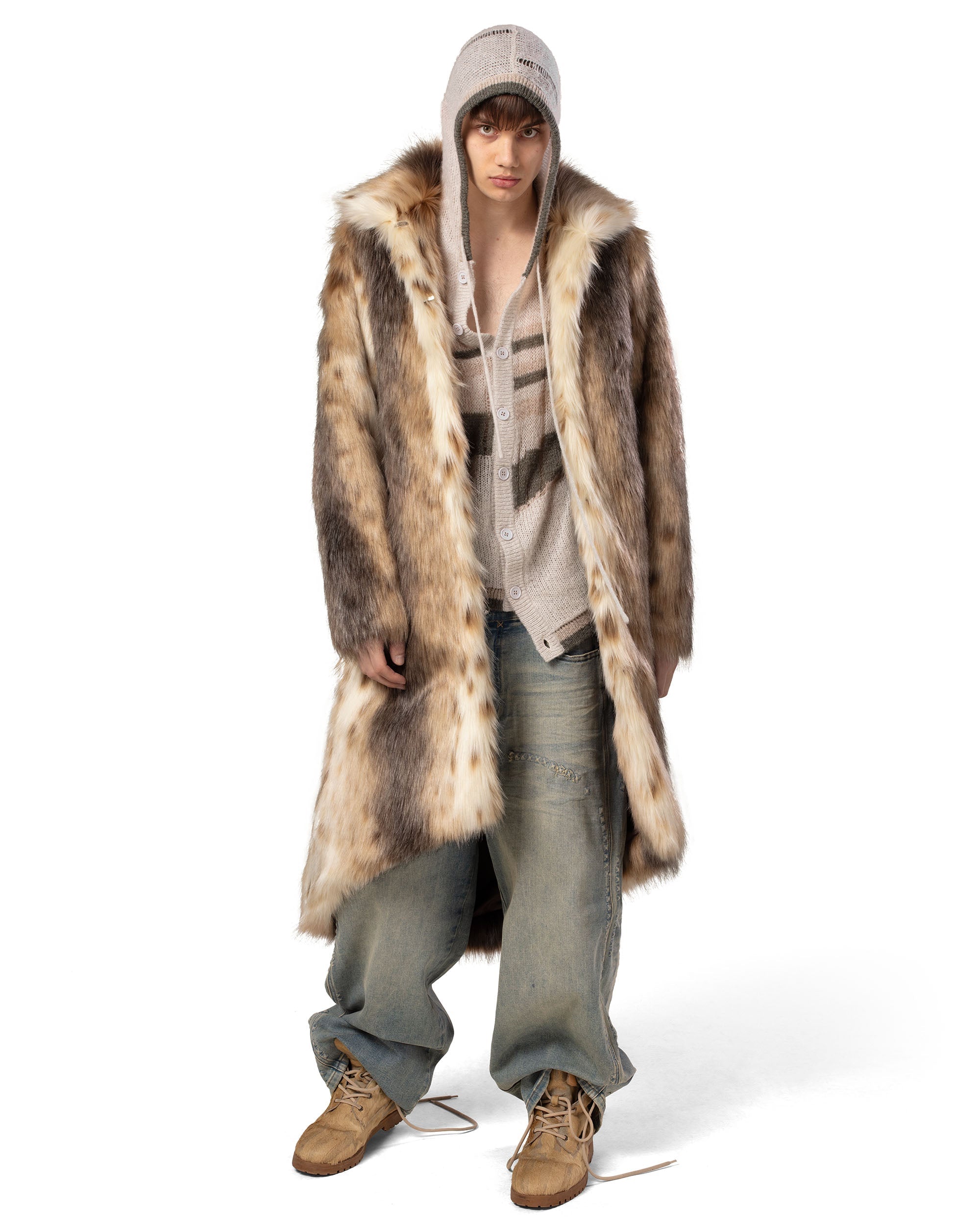 Long coyote fur coat