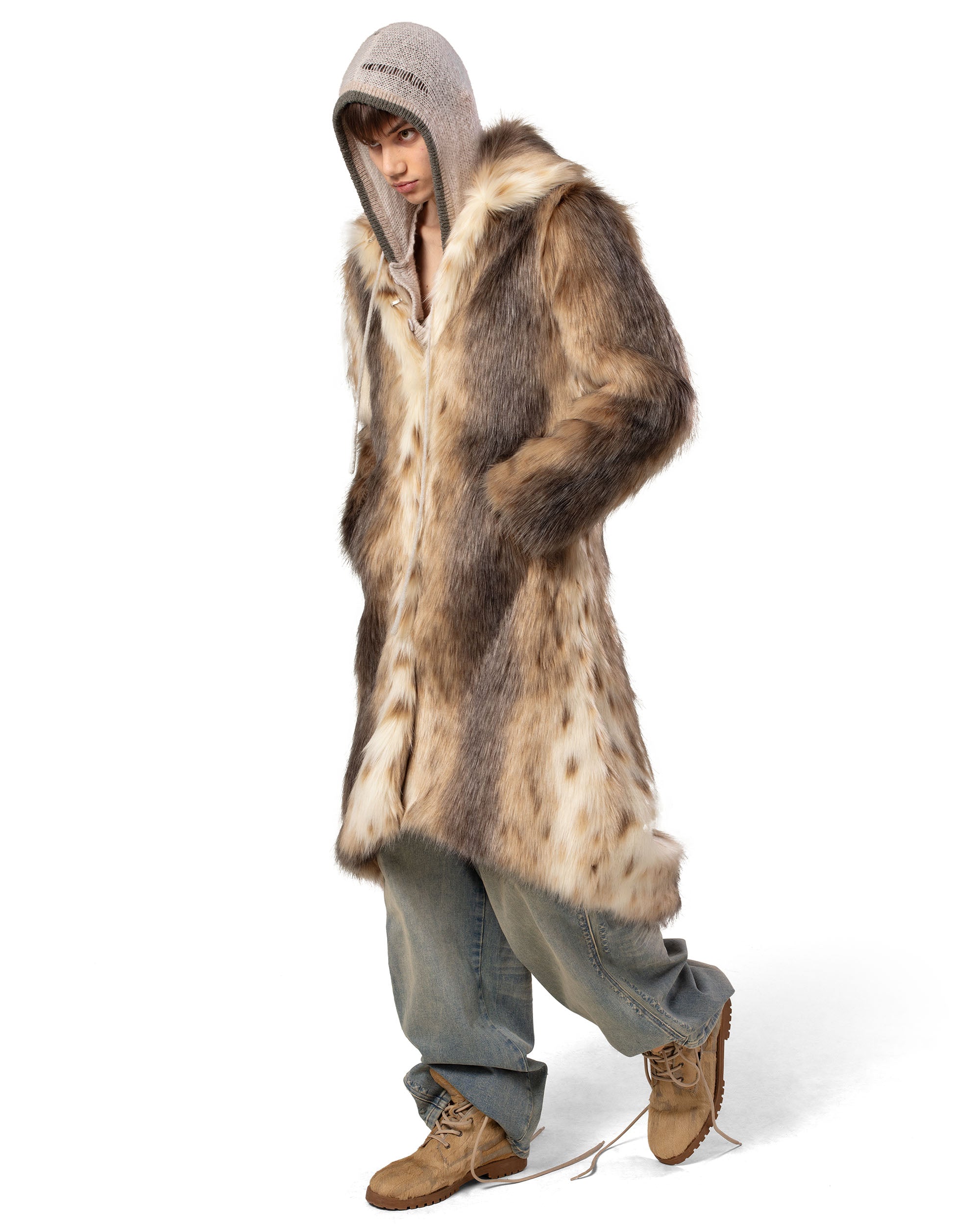 Long coyote fur coat