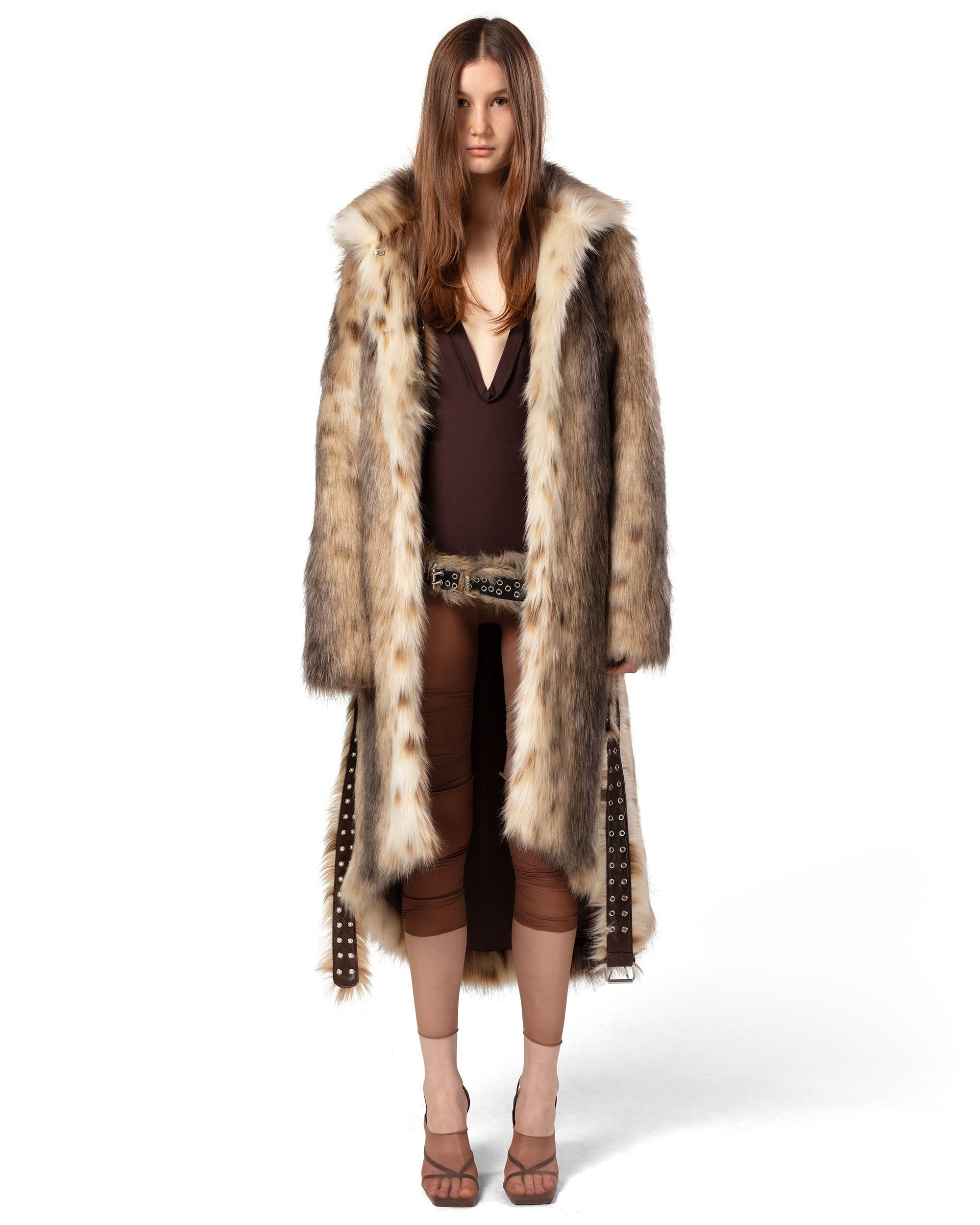 Long coyote fur coat