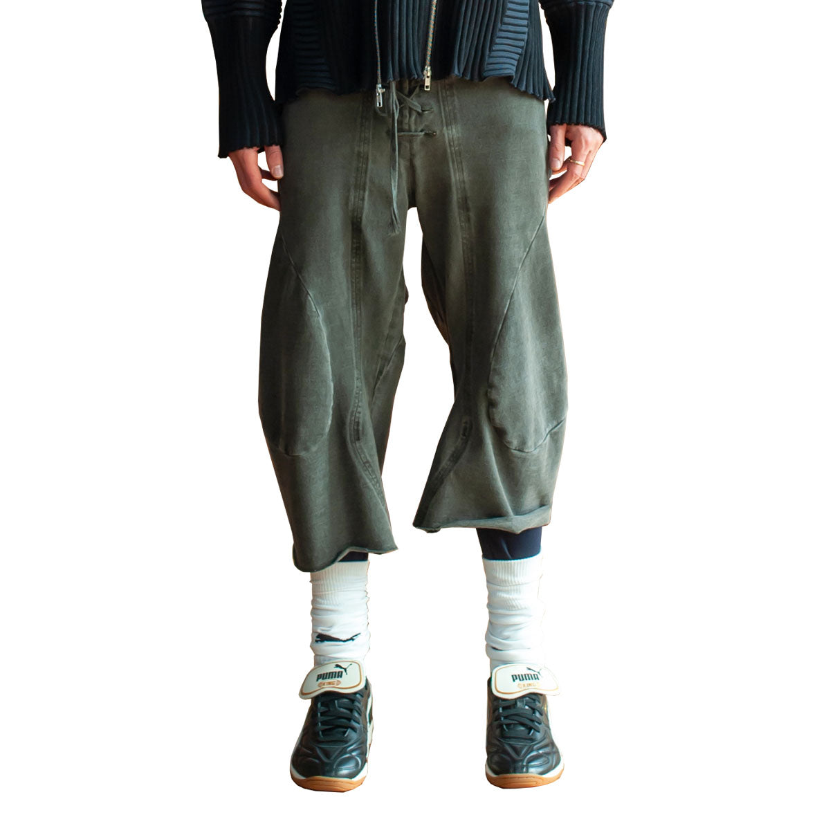 Cropped engineered joggers charcoal