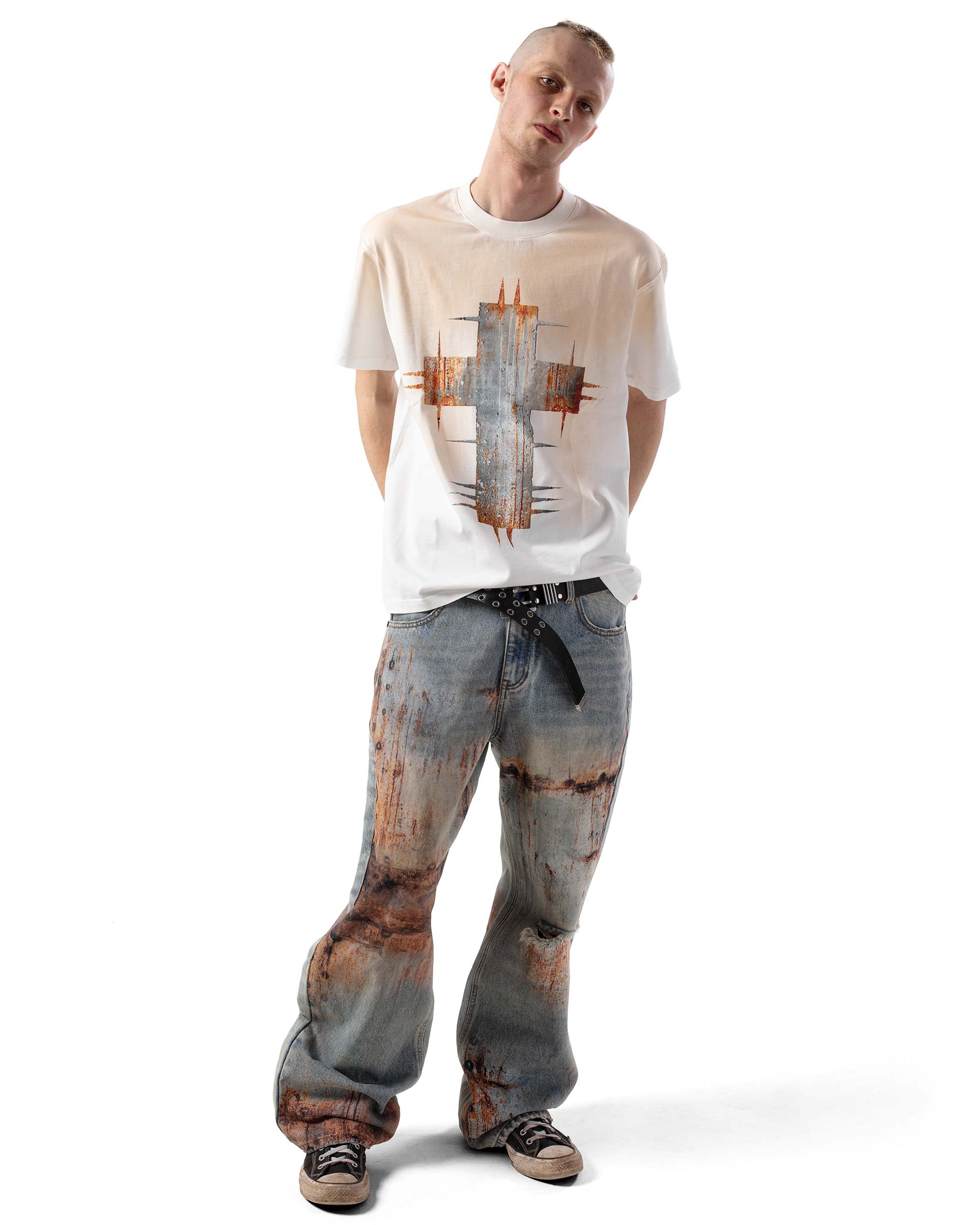 White rust cross t-shirt