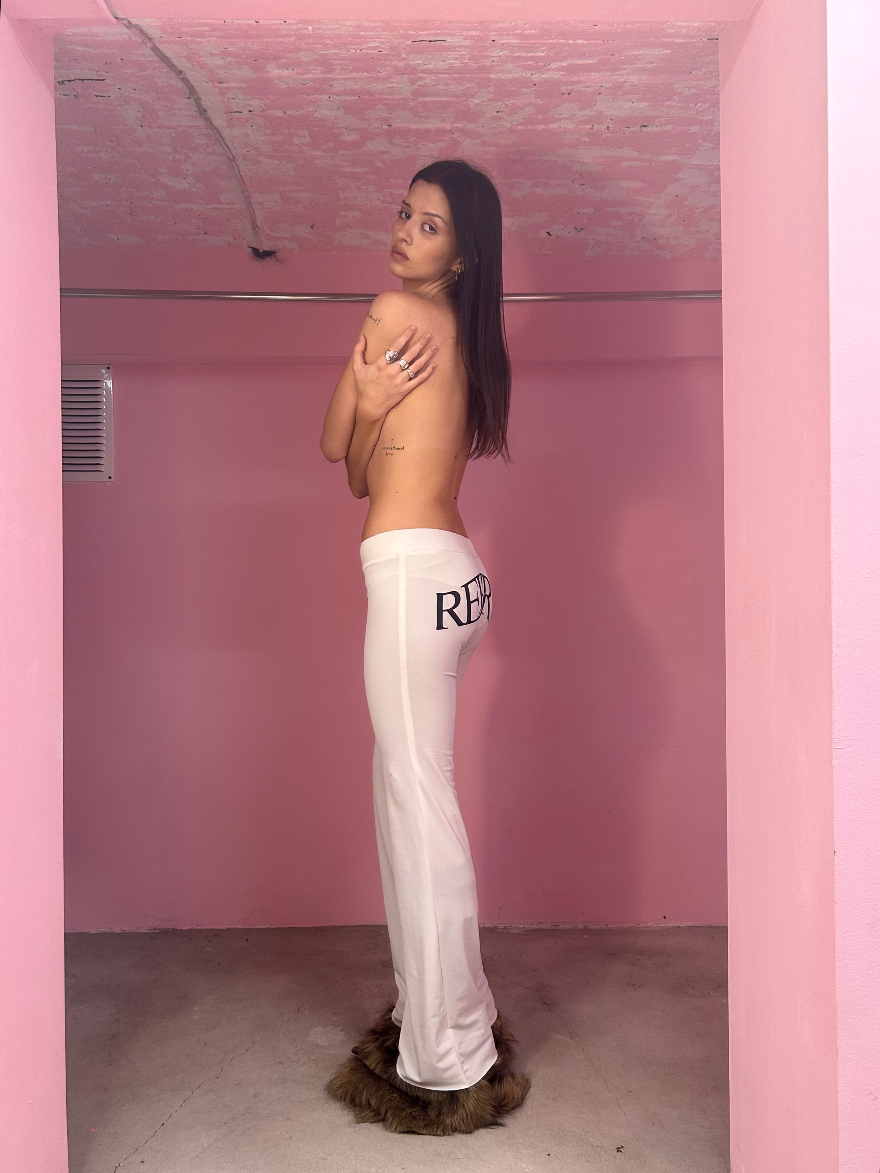 Flared white lounge pants ex-myszka rebirth