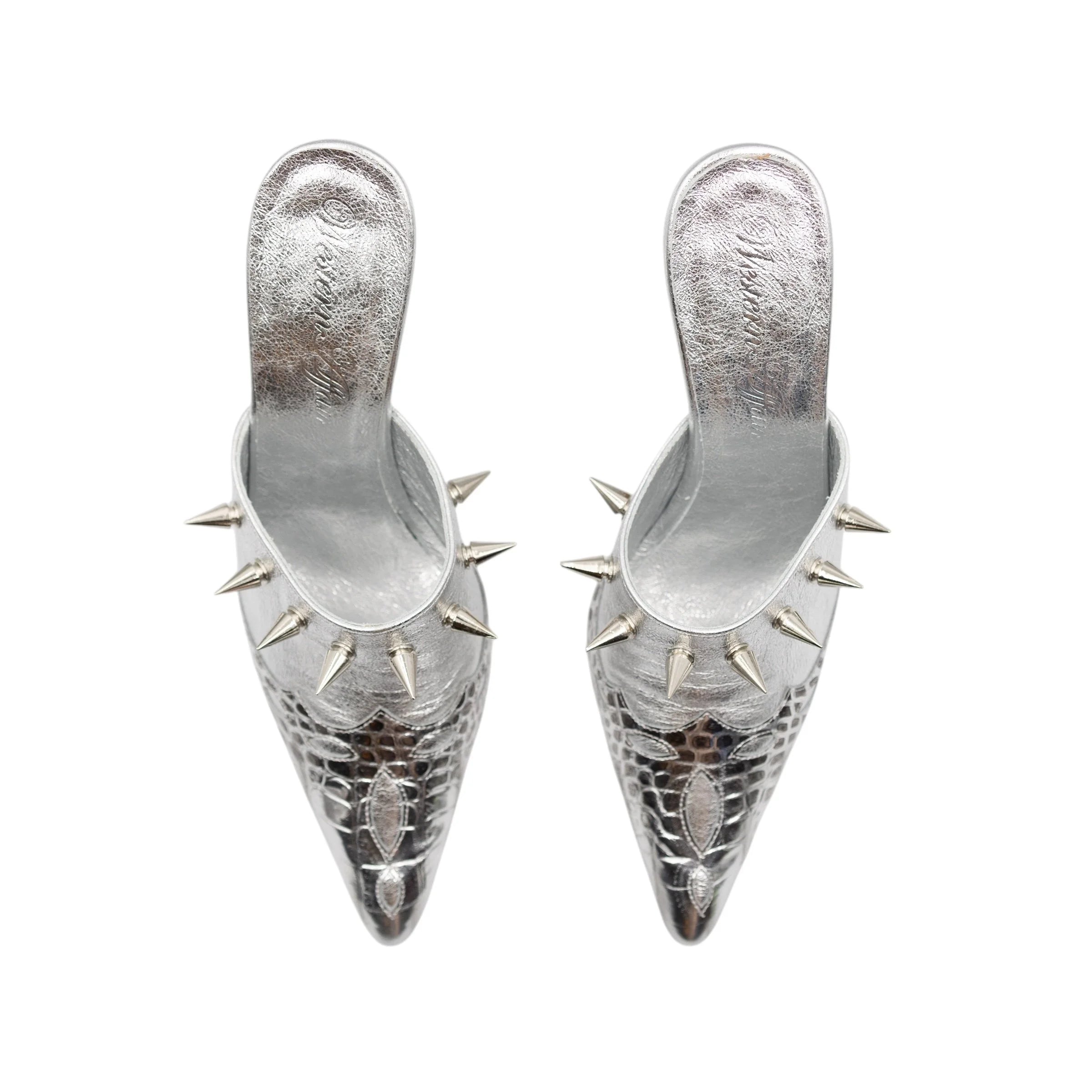 Cowgirl mules in chrome