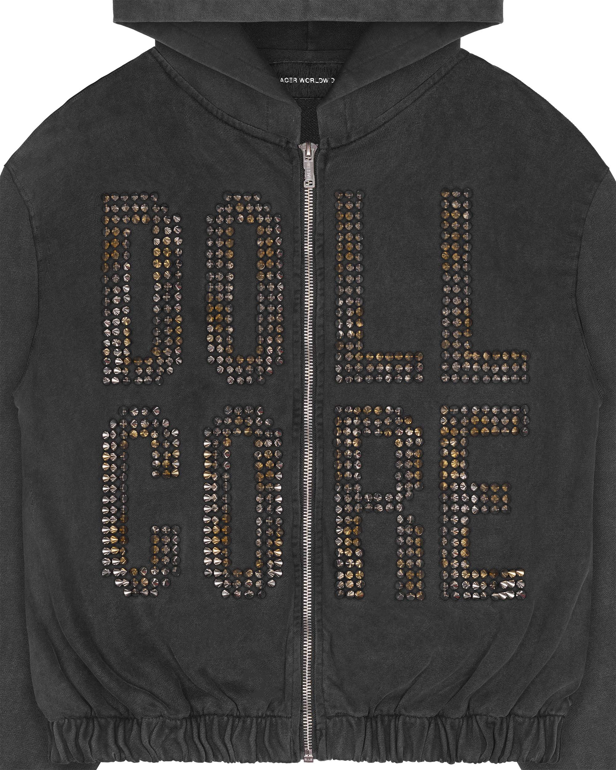 Doll core black spike hoodie