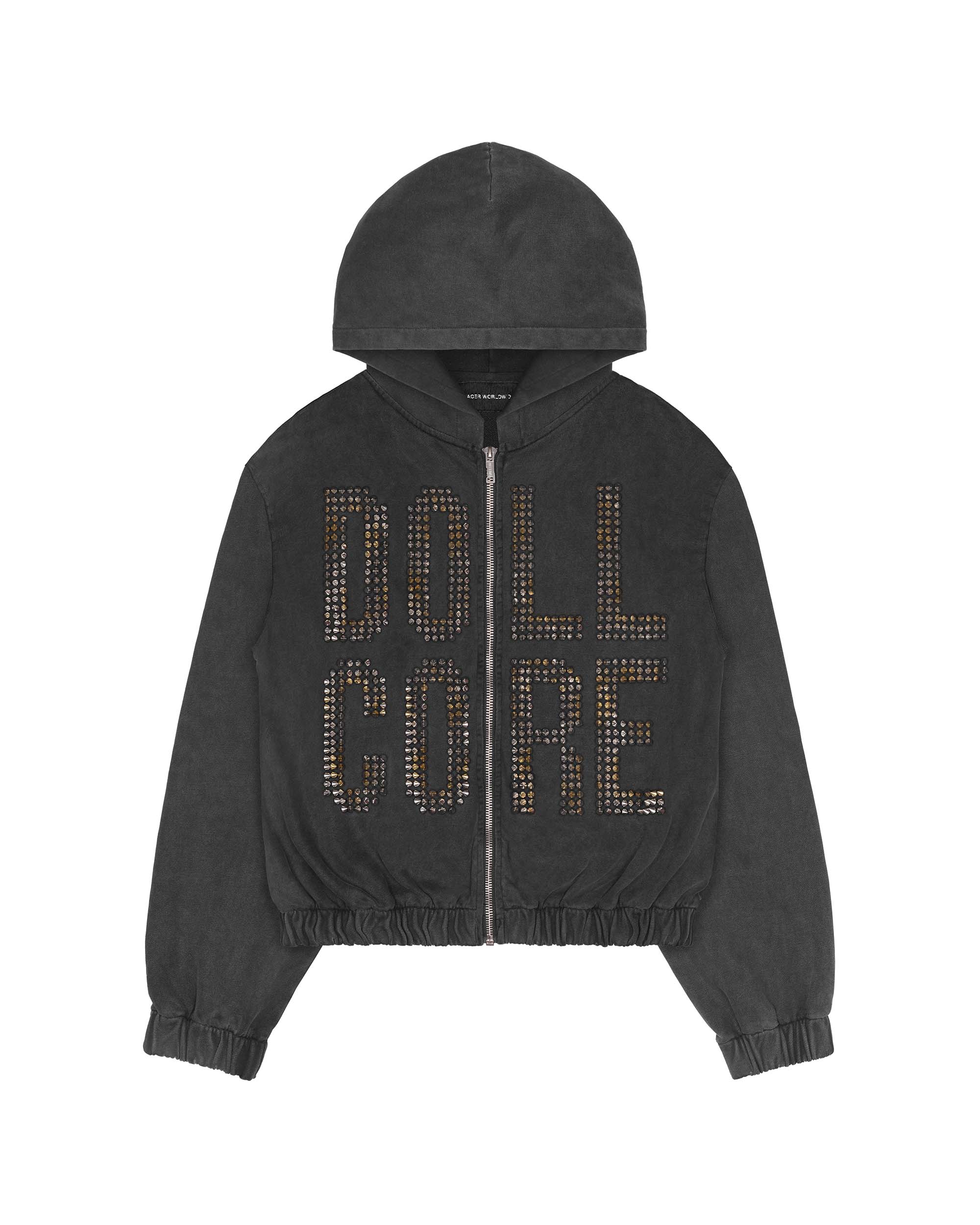 Doll core black spike hoodie