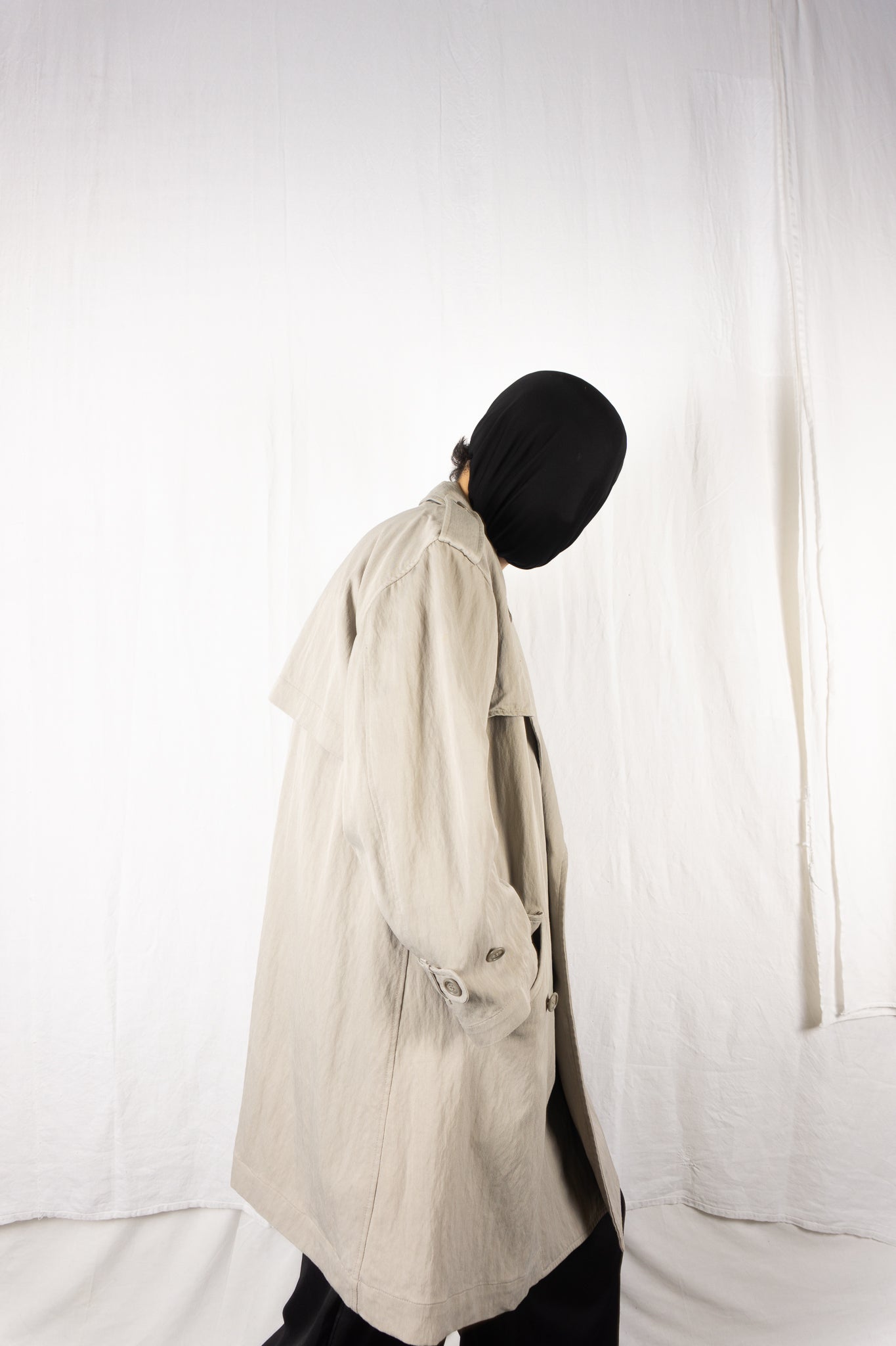 I.s. issey miyake sport 1980s oversize trench coat beige
