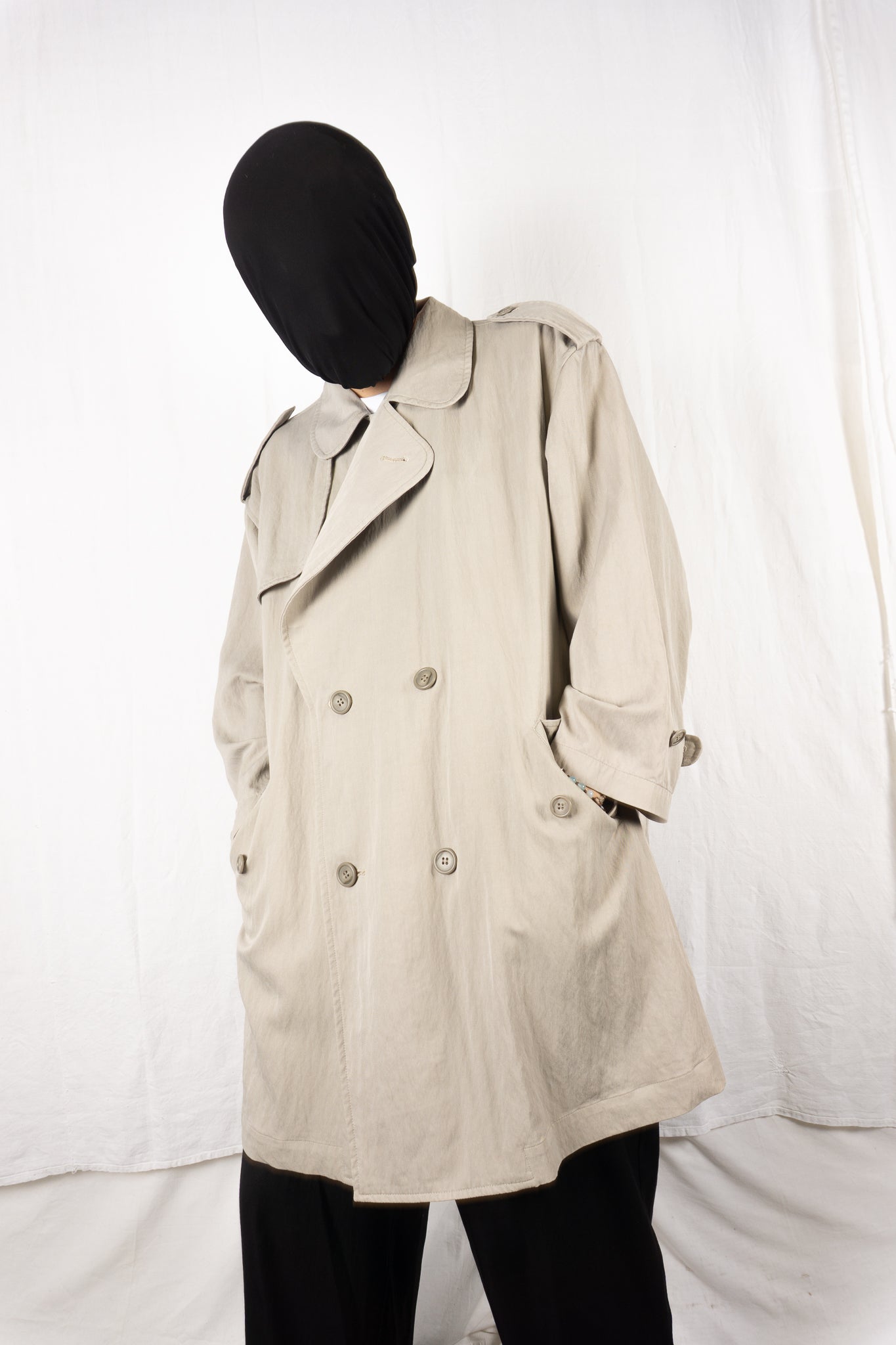 I.s. issey miyake sport 1980s oversize trench coat beige