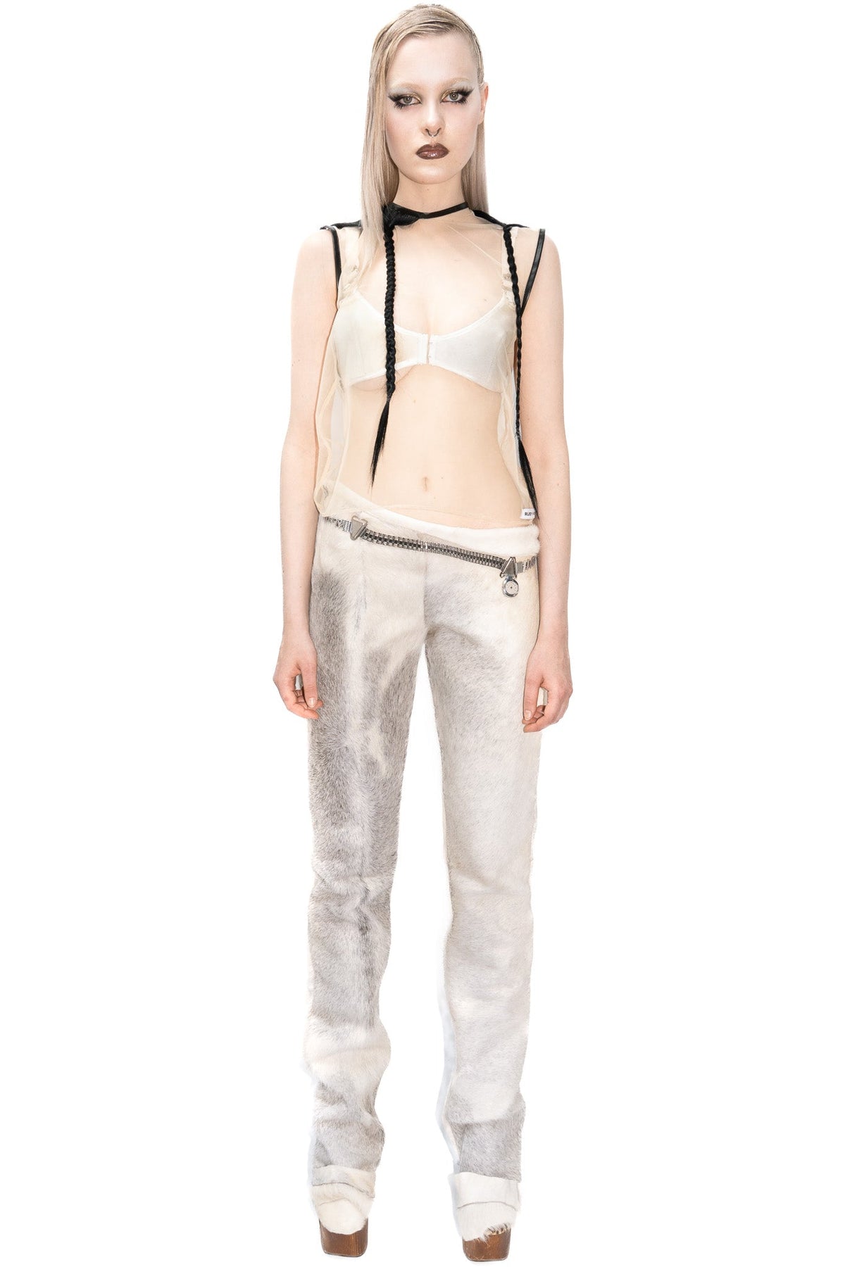 Cowhide straight leg trousers