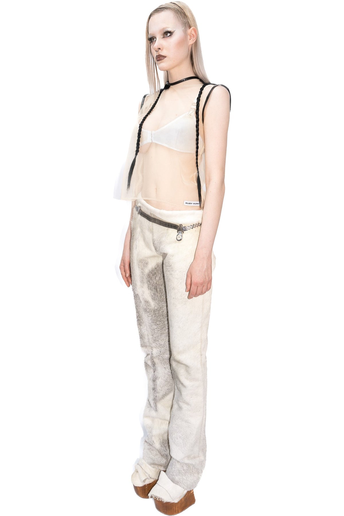 Cowhide straight leg trousers
