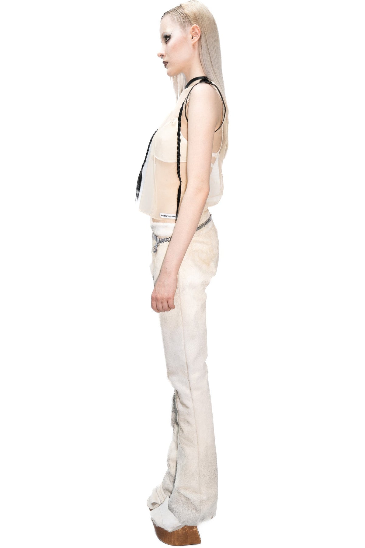 Cowhide straight leg trousers