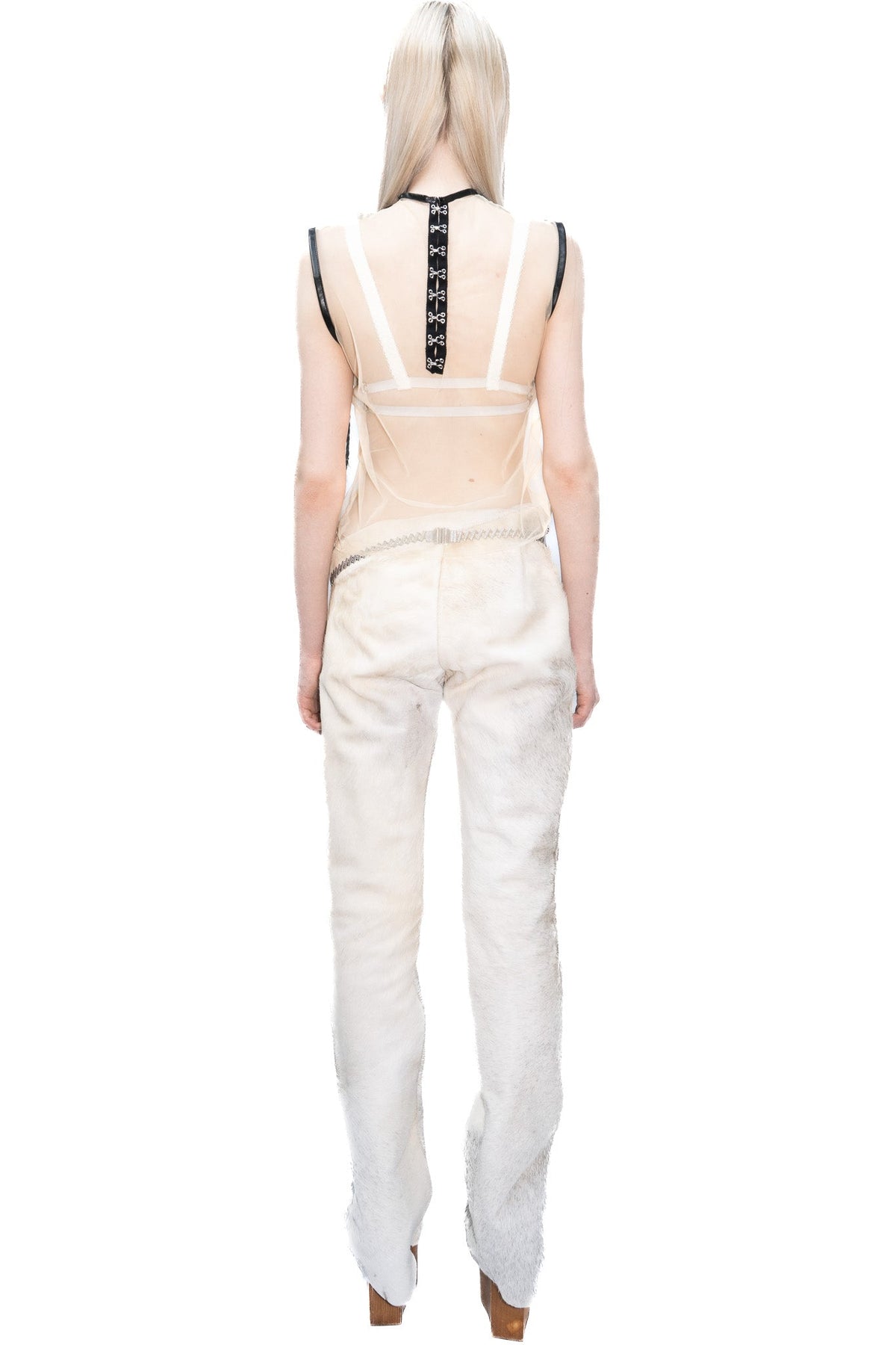 Cowhide straight leg trousers