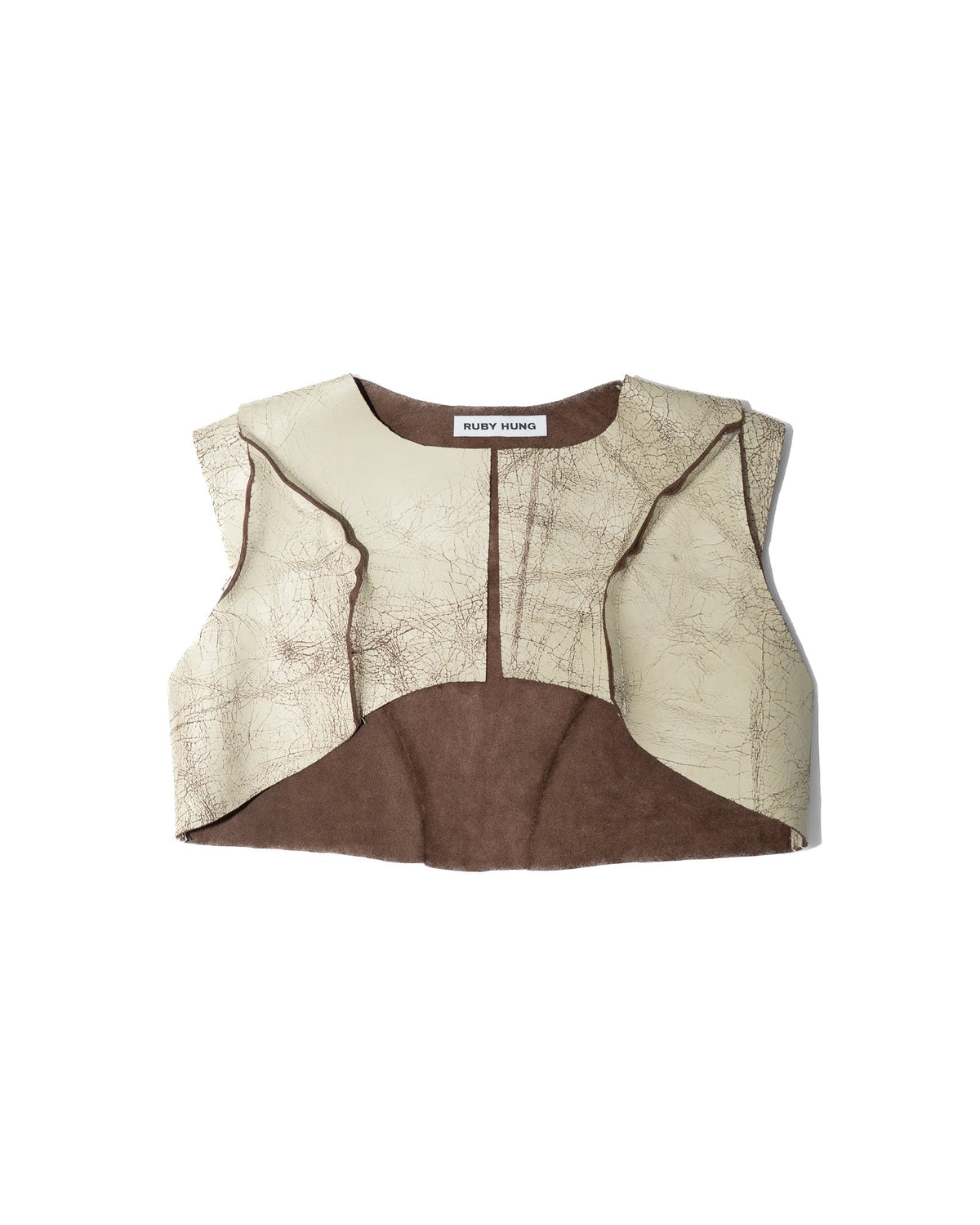 Tanline cropped leather vest
