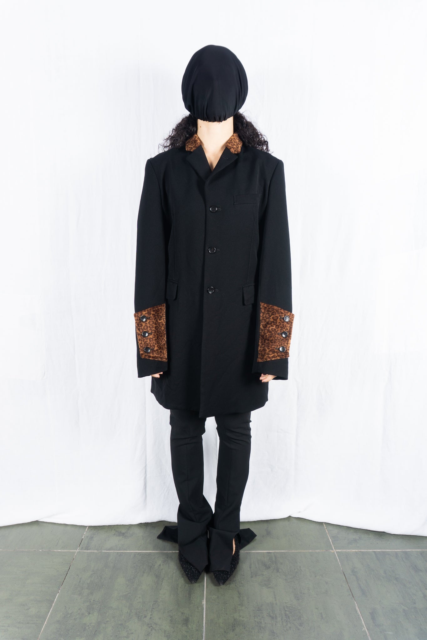 Black comme des garçons s/s 2015 leopard coat