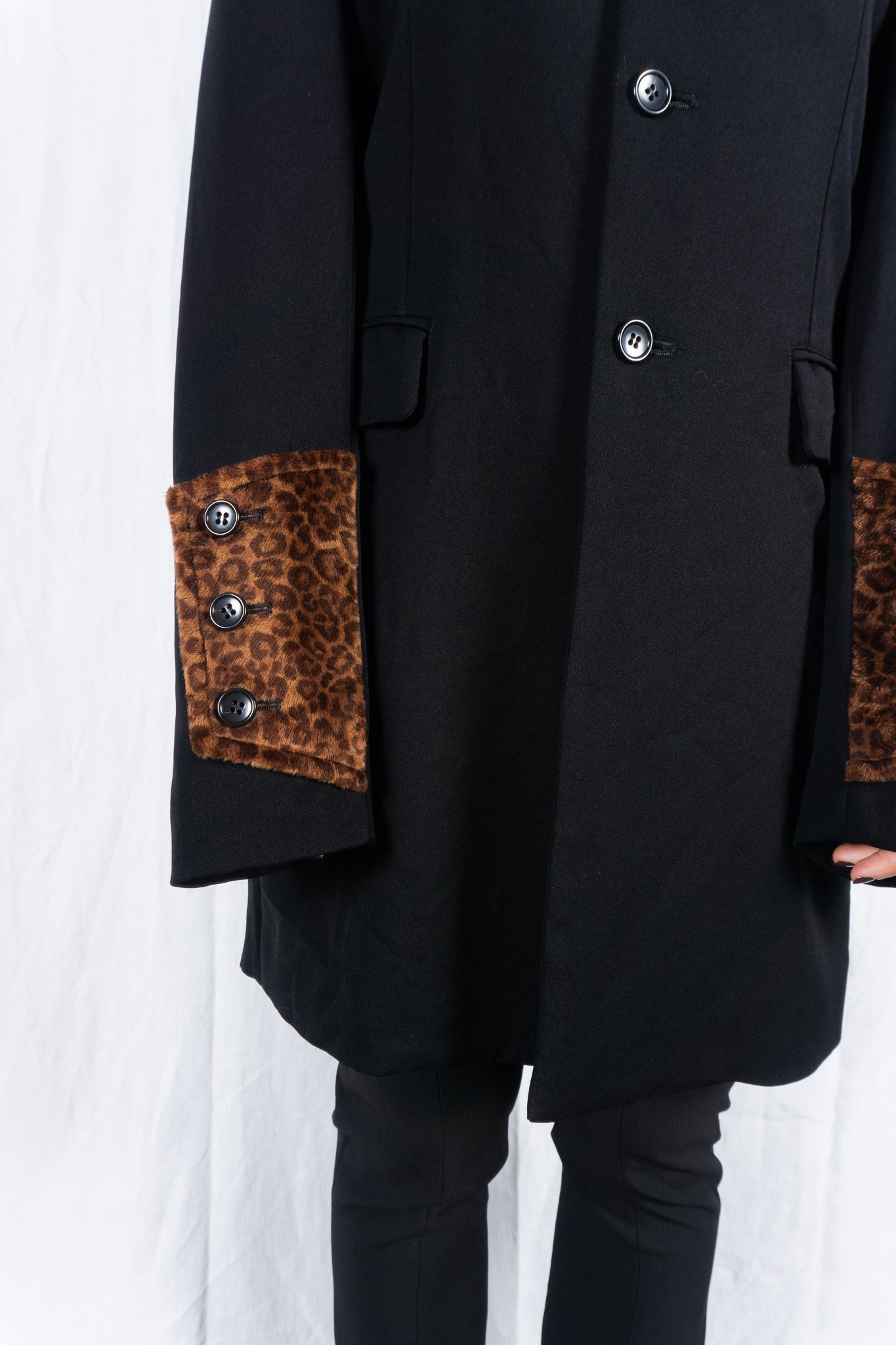 Black comme des garçons s/s 2015 leopard coat