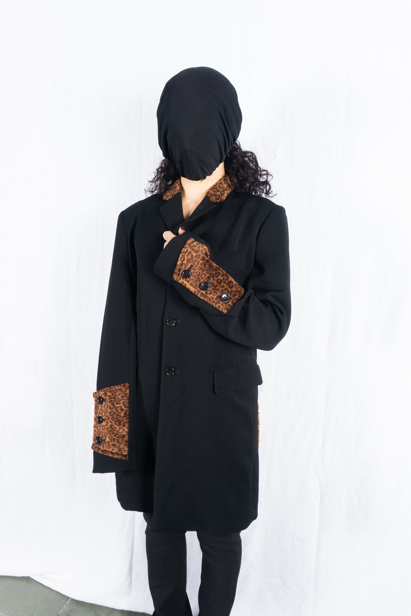Black comme des garçons s/s 2015 leopard coat