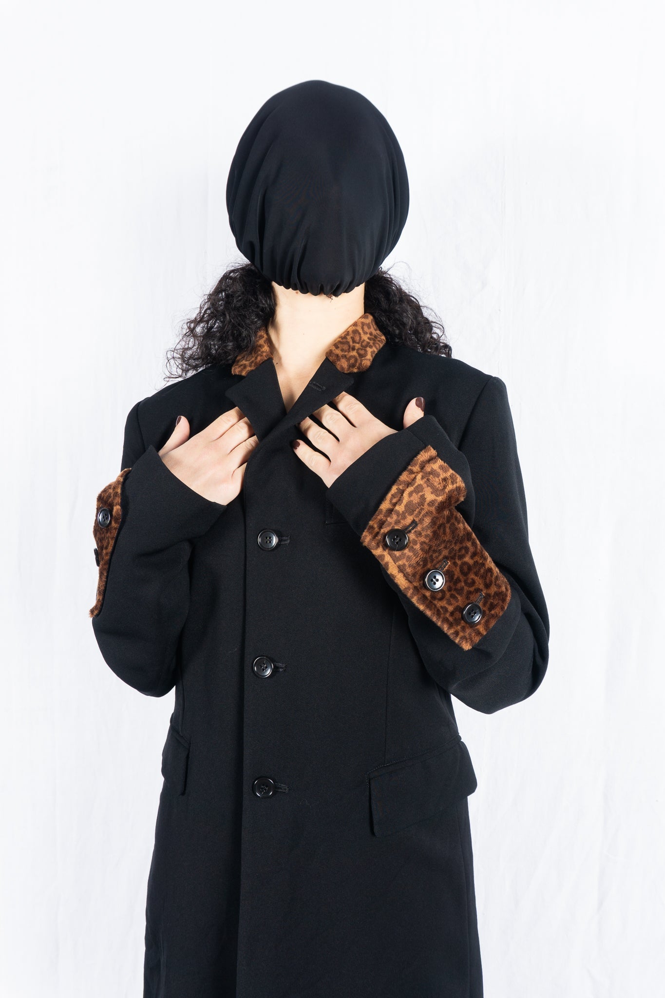 Black comme des garçons s/s 2015 leopard coat