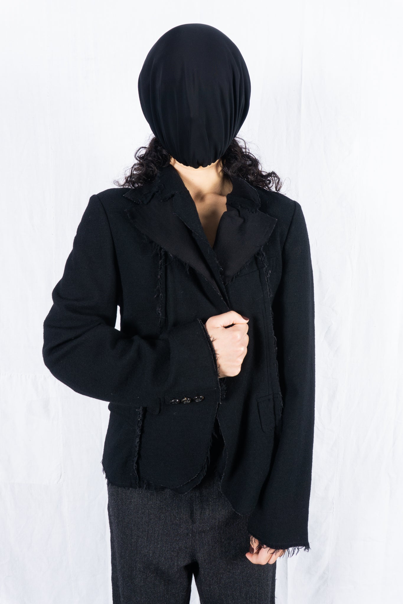 Tricot comme des garçons a/w 2003 cut fringe jacket