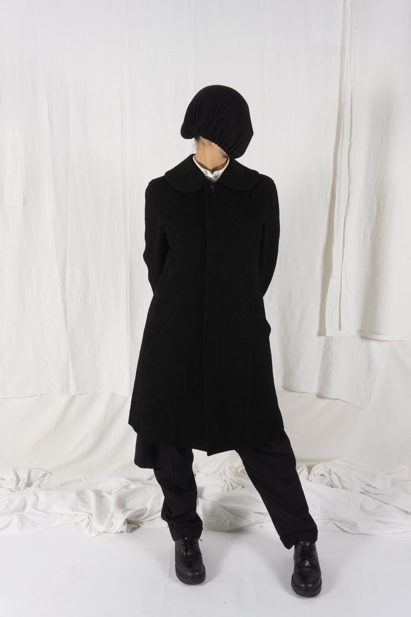 Comme des garçons a/w 2008 embossed flowers coat