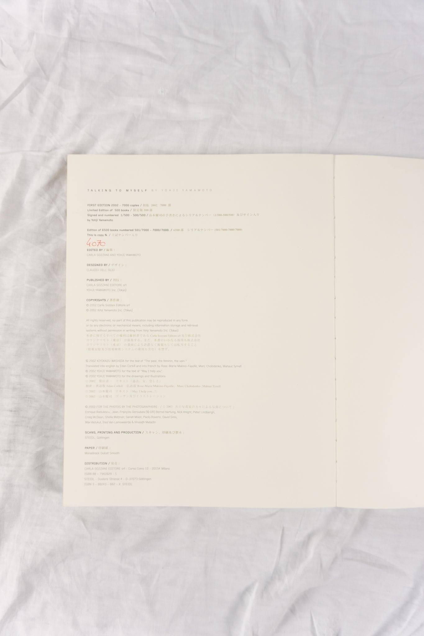 Talking to myself by yohji yamamoto 2002 book