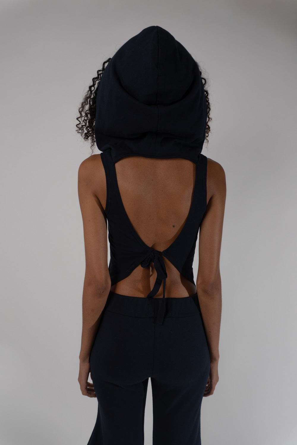 Jersey hood backless tank