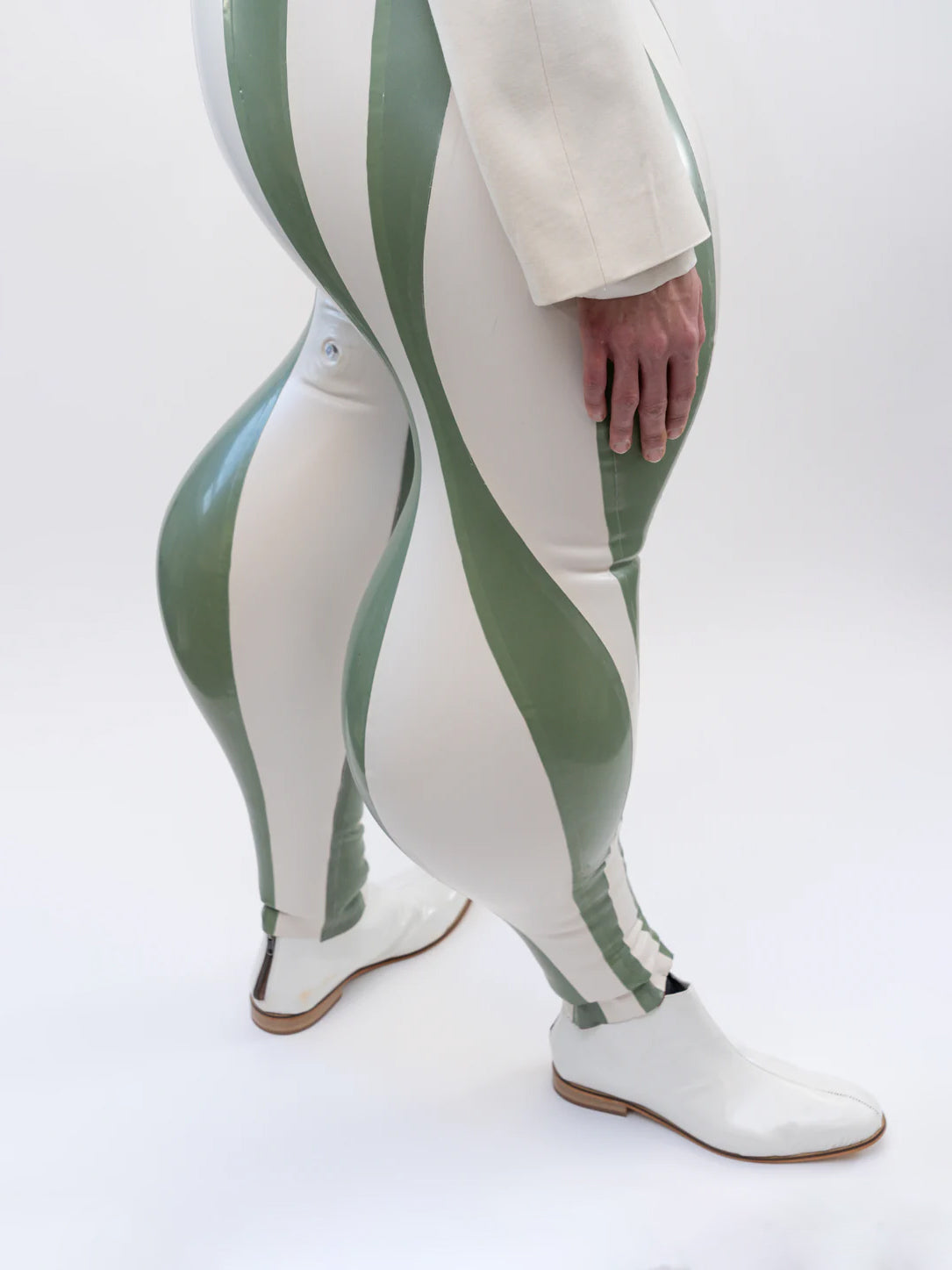 Striped swirl inflatable trousers | harri exclusive