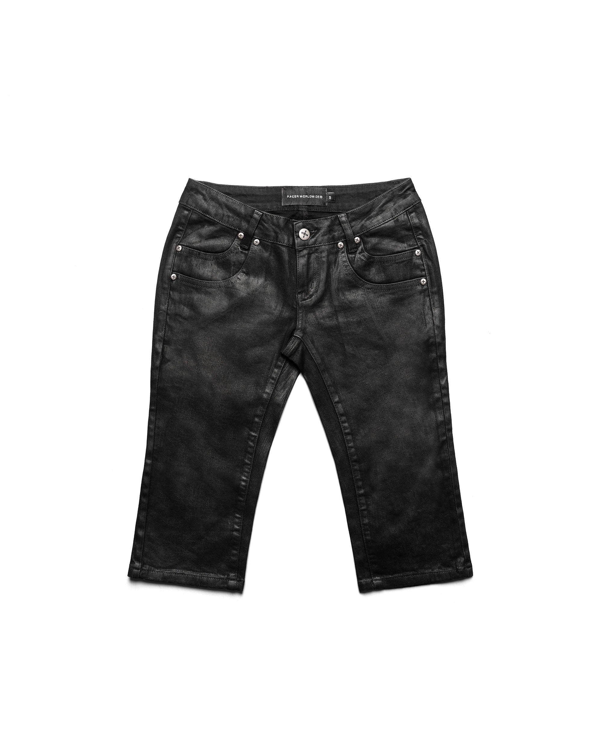 Waxed denim curve capri