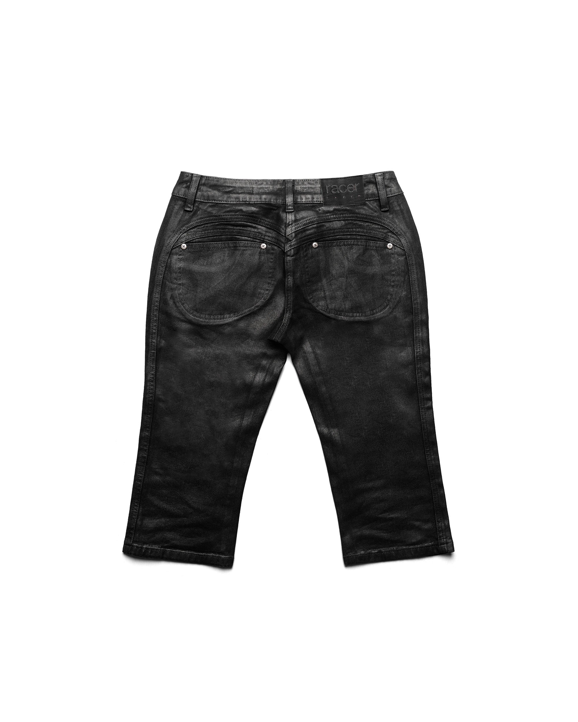 Waxed denim curve capri