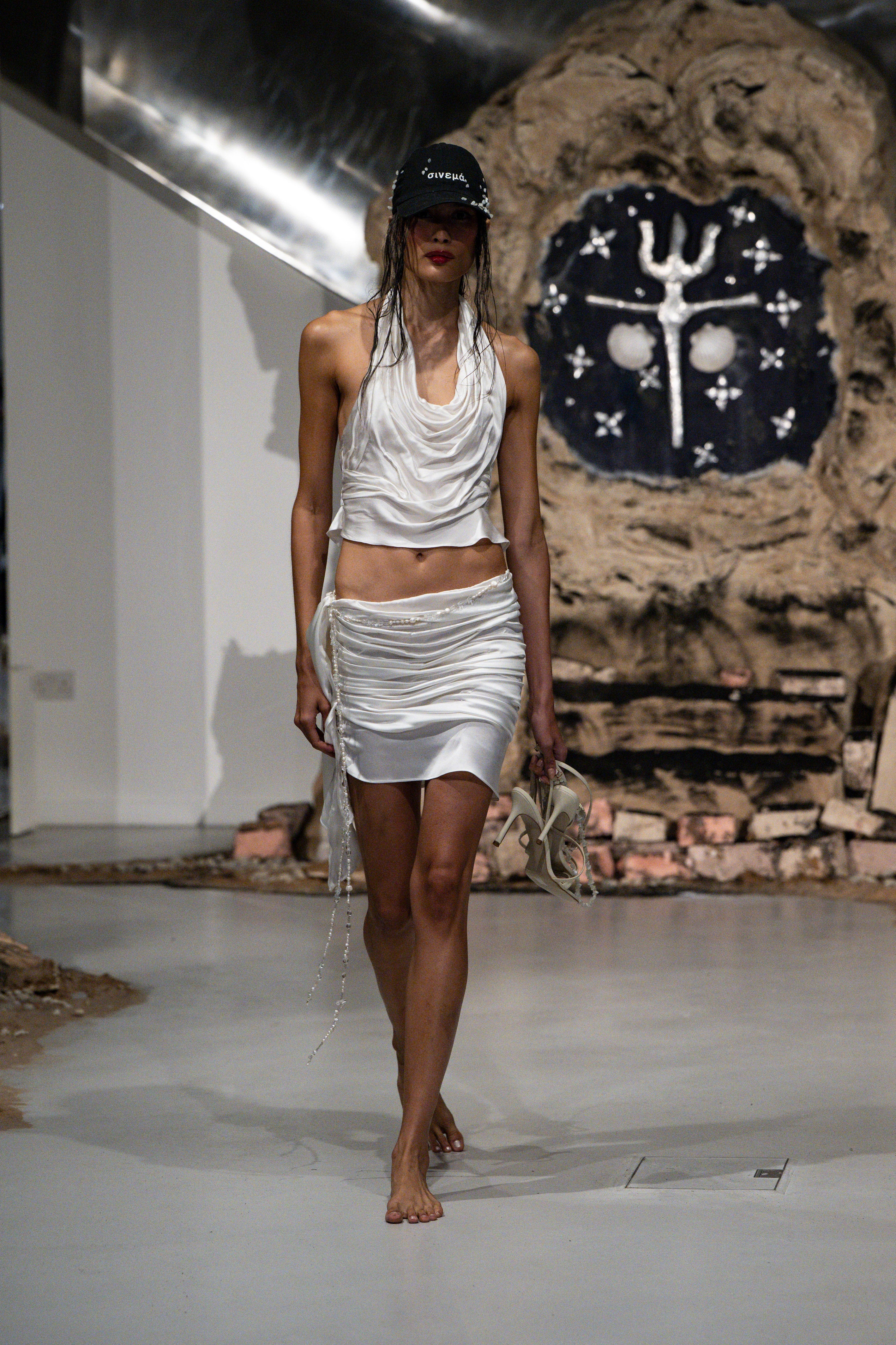Lunar draped silk skirt