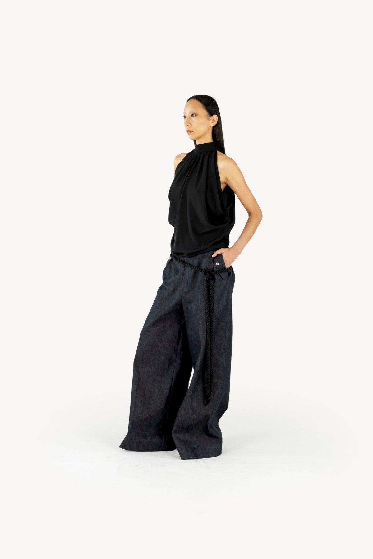 Draped top black