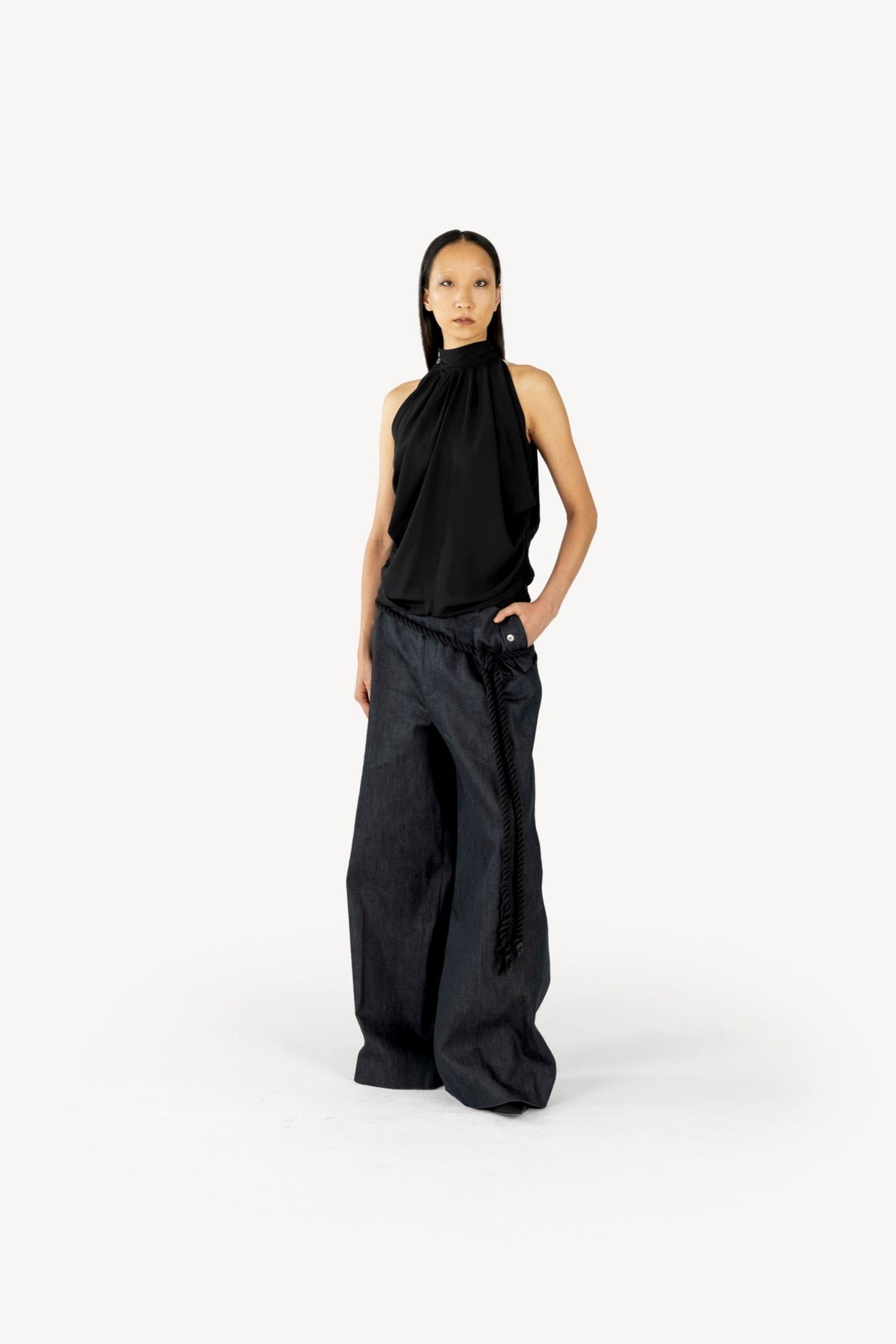 Draped top black