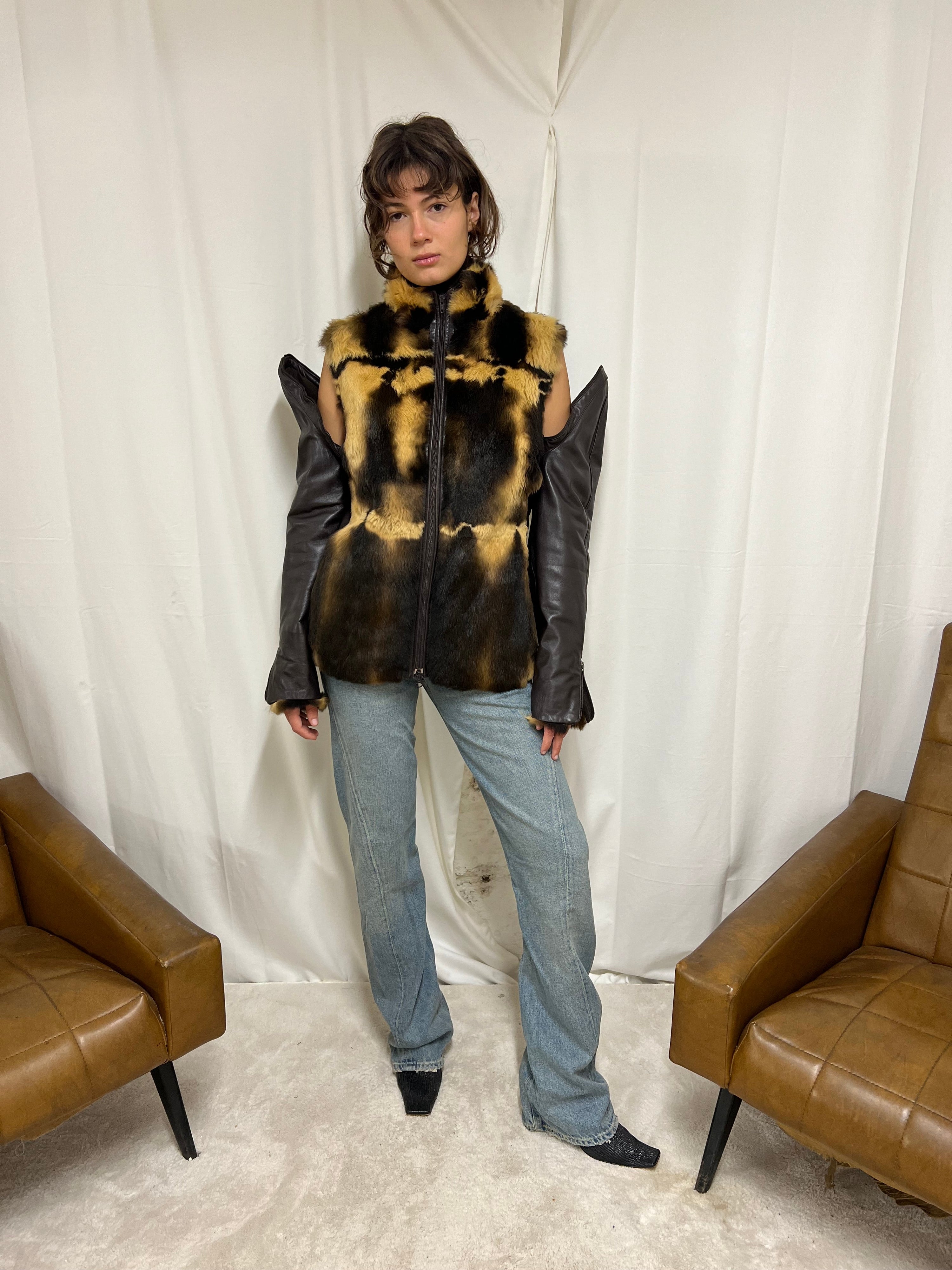 Deconstructed fur jacket