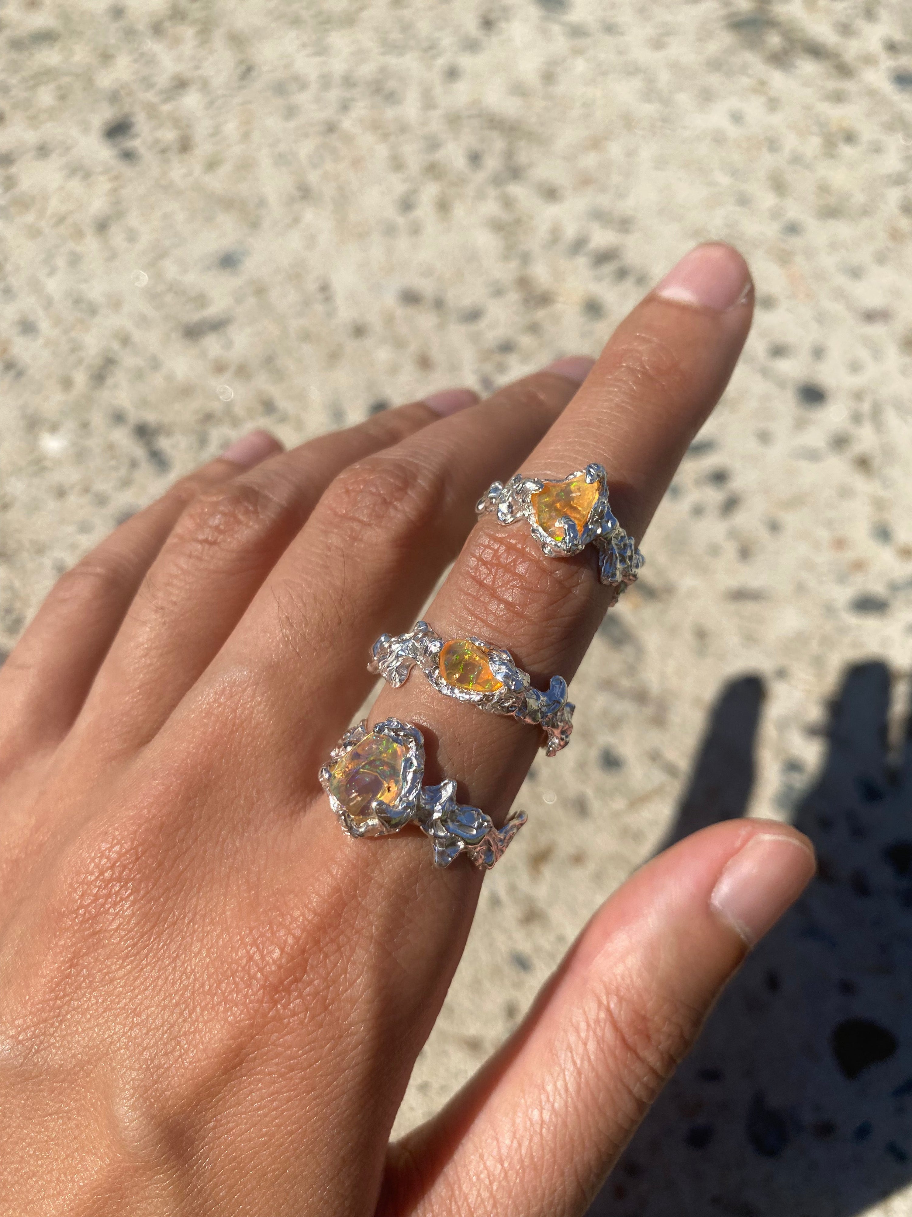 Ignite ring - mexican opal - yellow/silver