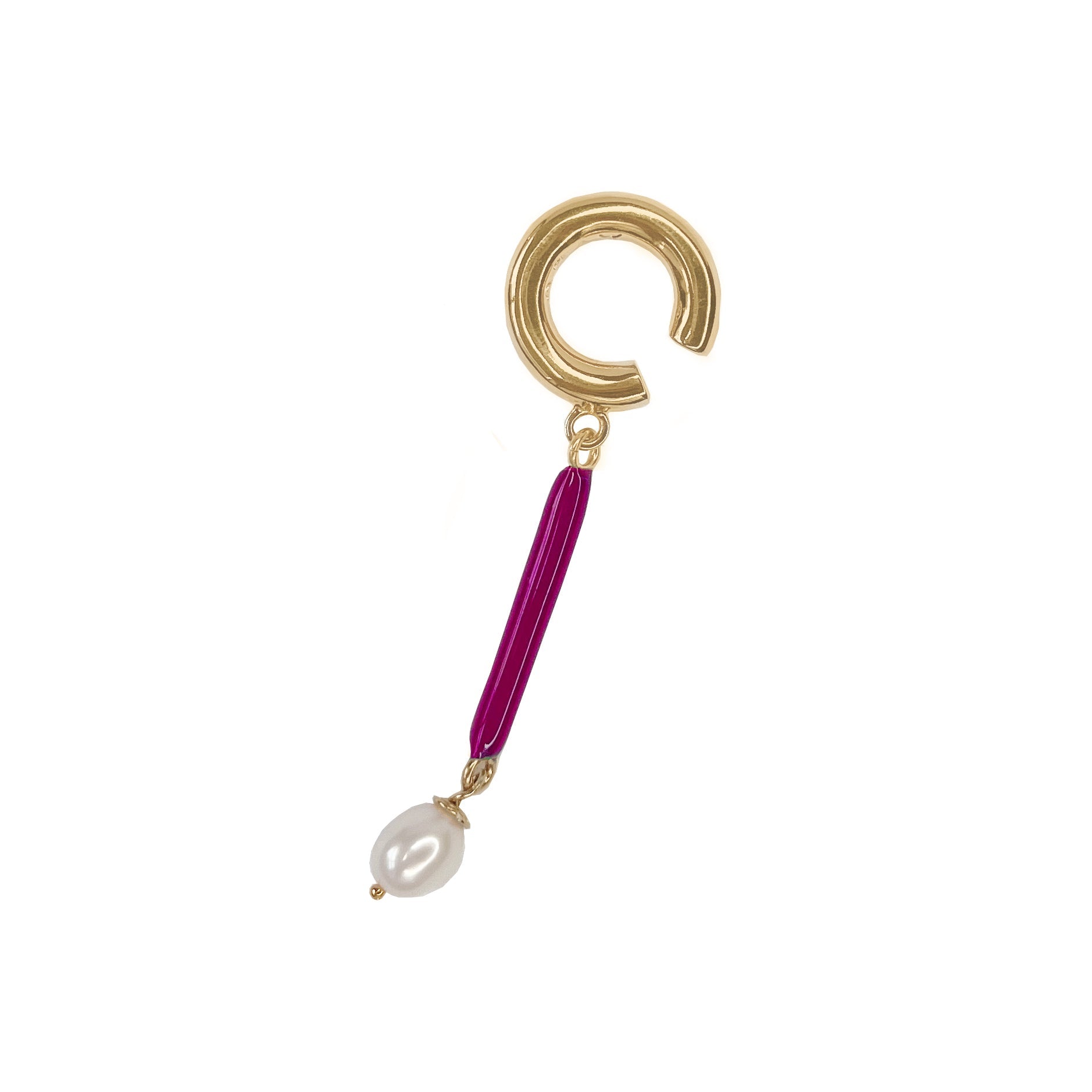 Color bar ear-cuff & pearl vermeil