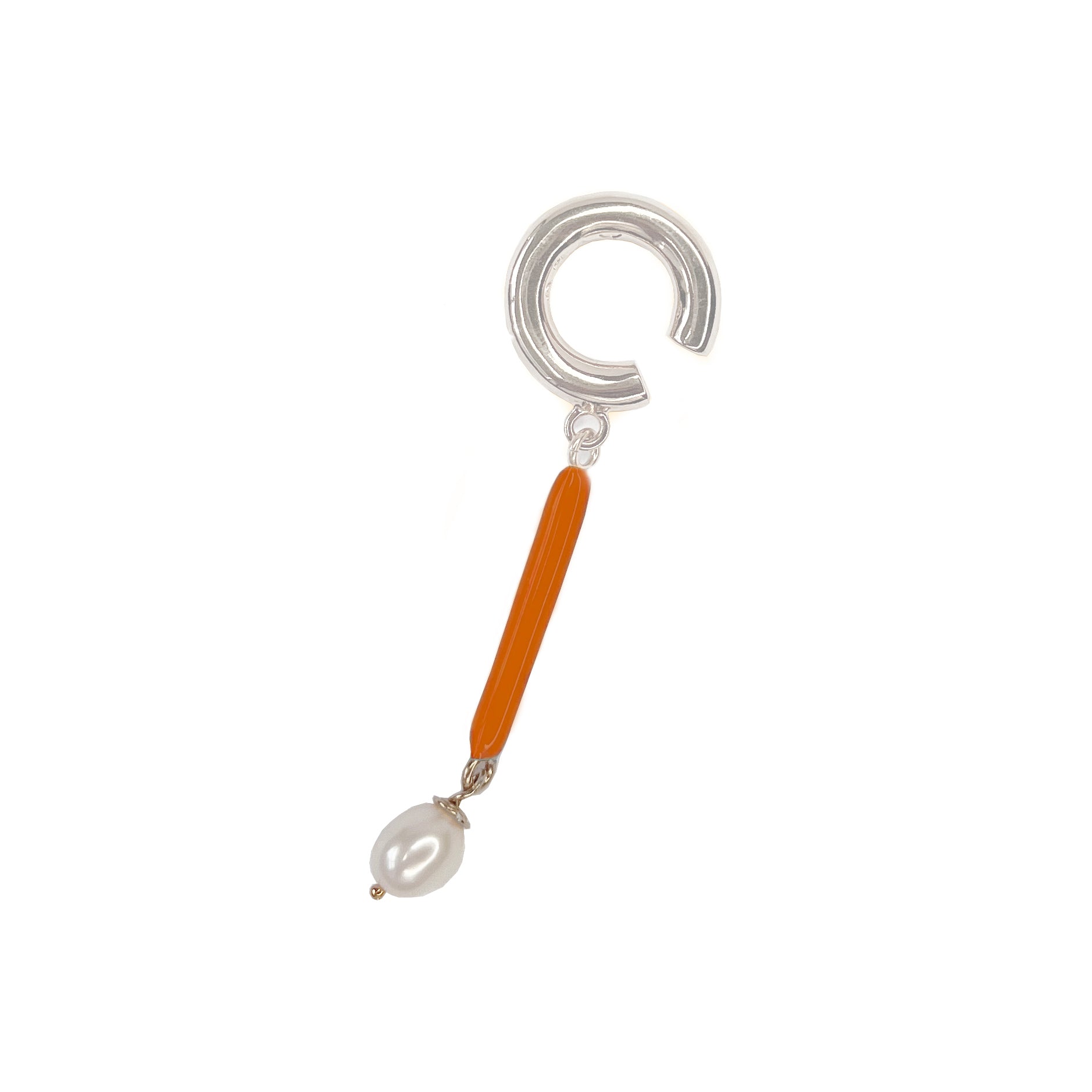 Color bar & pearl ear-cuff silver