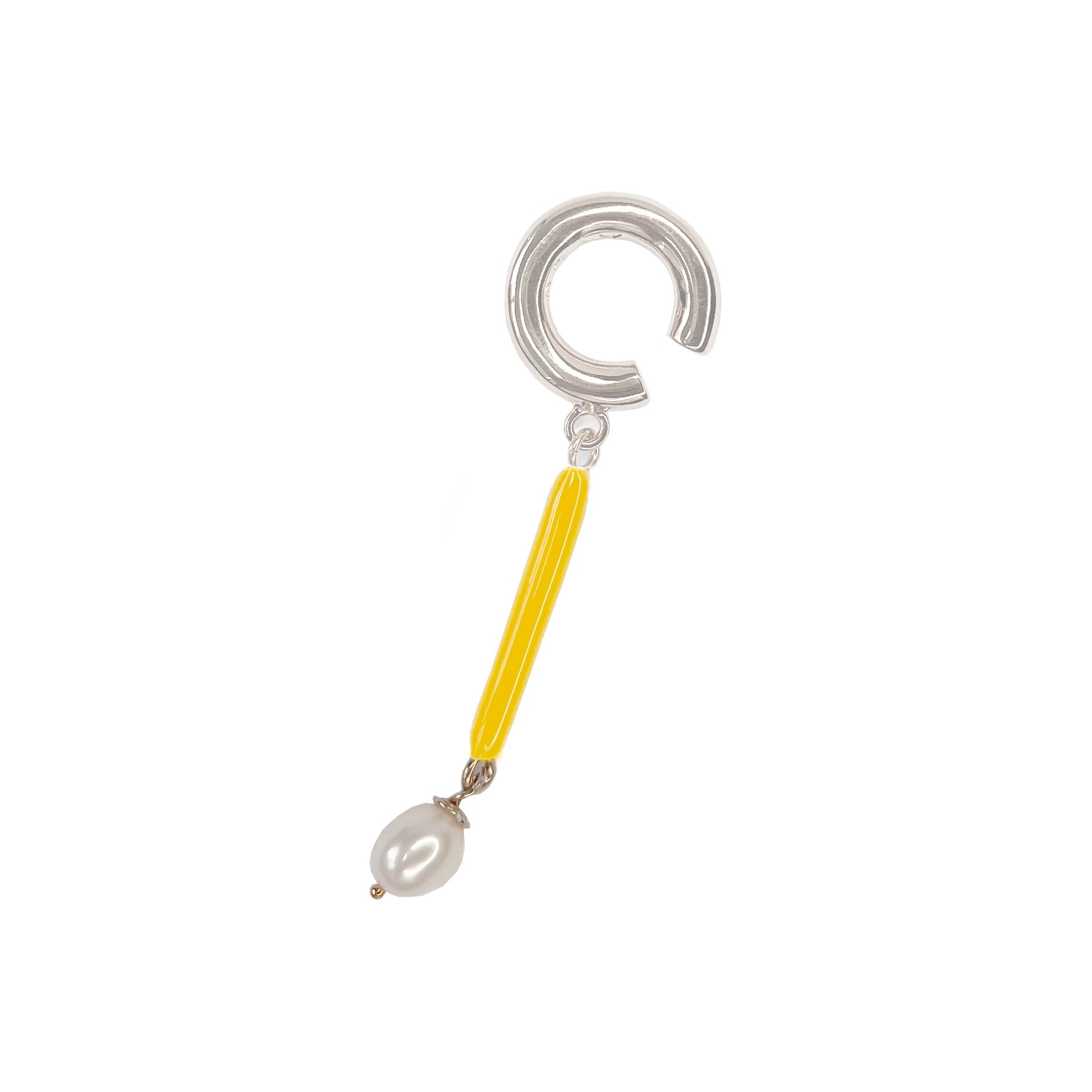 Color bar & pearl ear-cuff silver