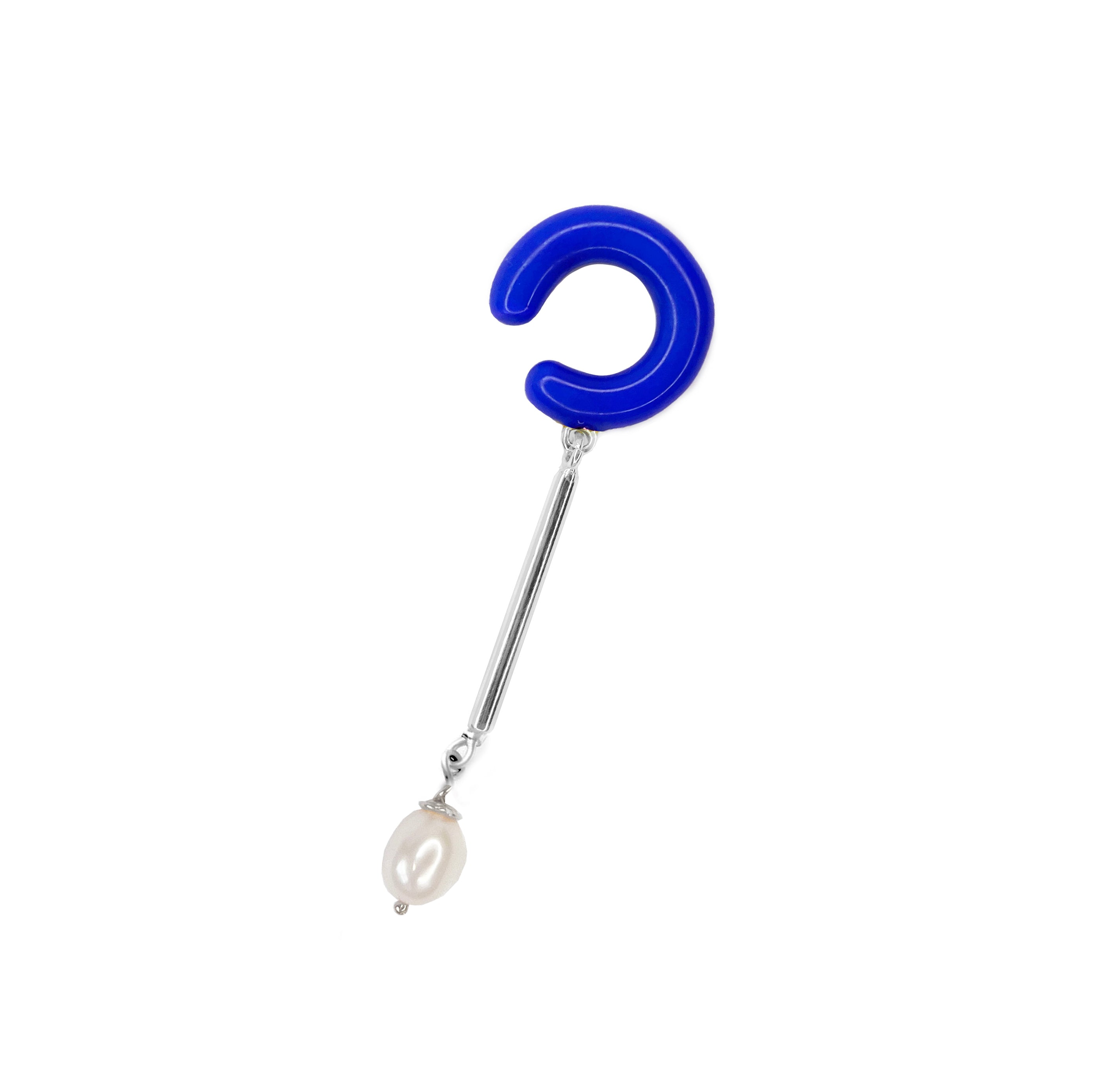 Color bar & pearl ear-cuff silver