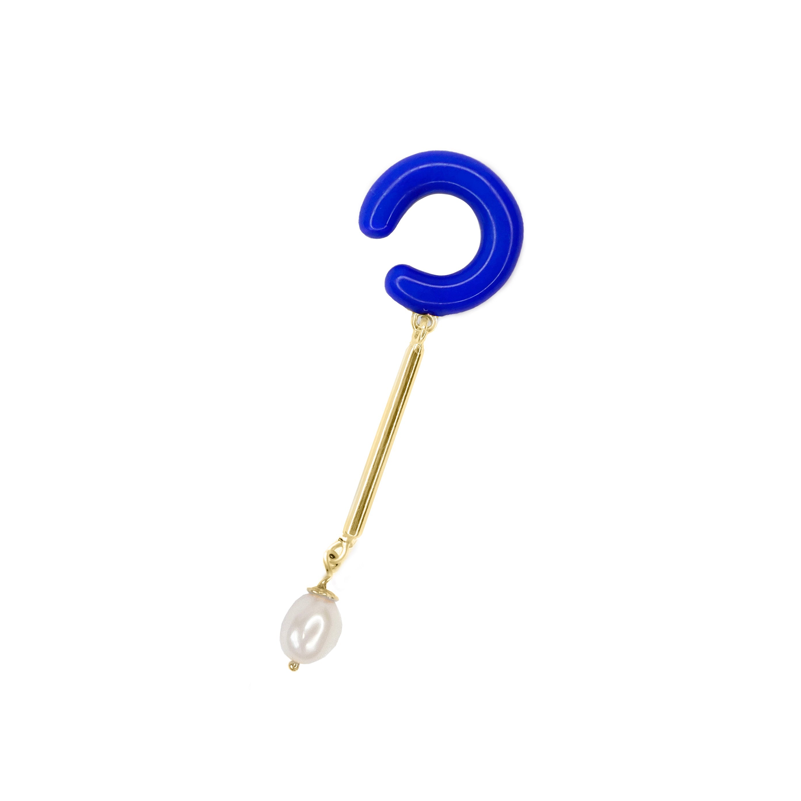 Color ear-cuff bar & pearl vermeil