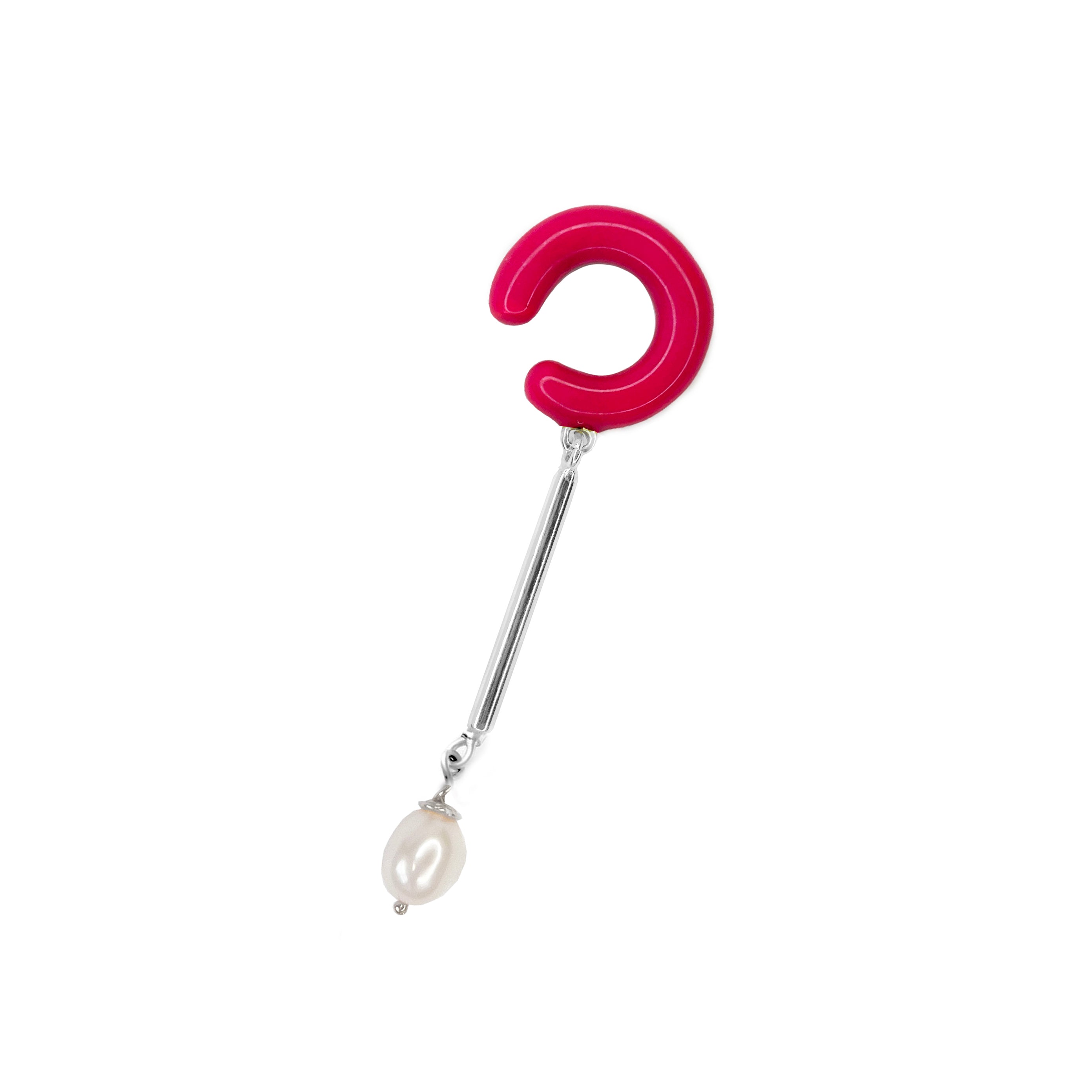 Color bar & pearl ear-cuff silver