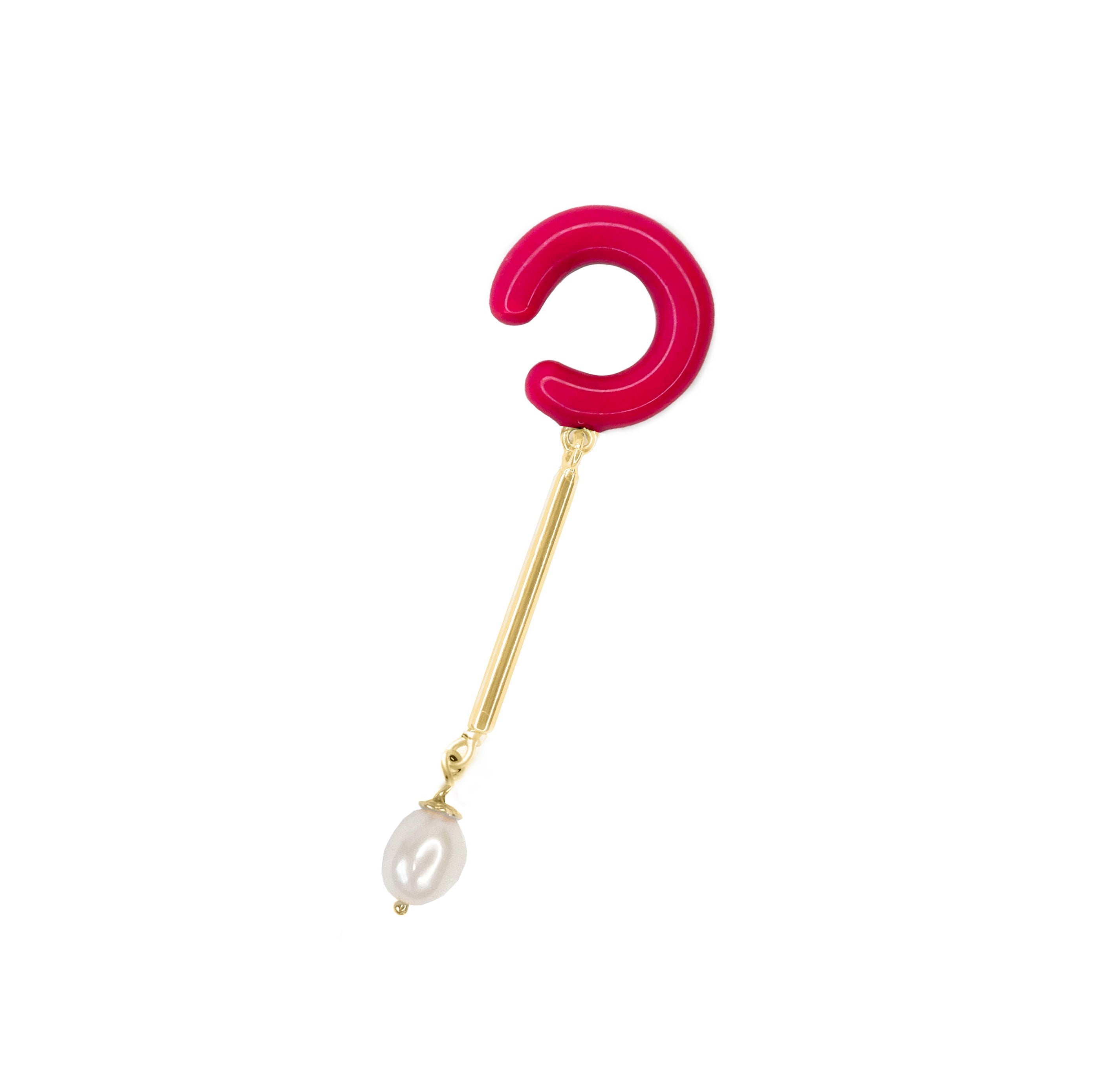 Color ear-cuff bar & pearl vermeil