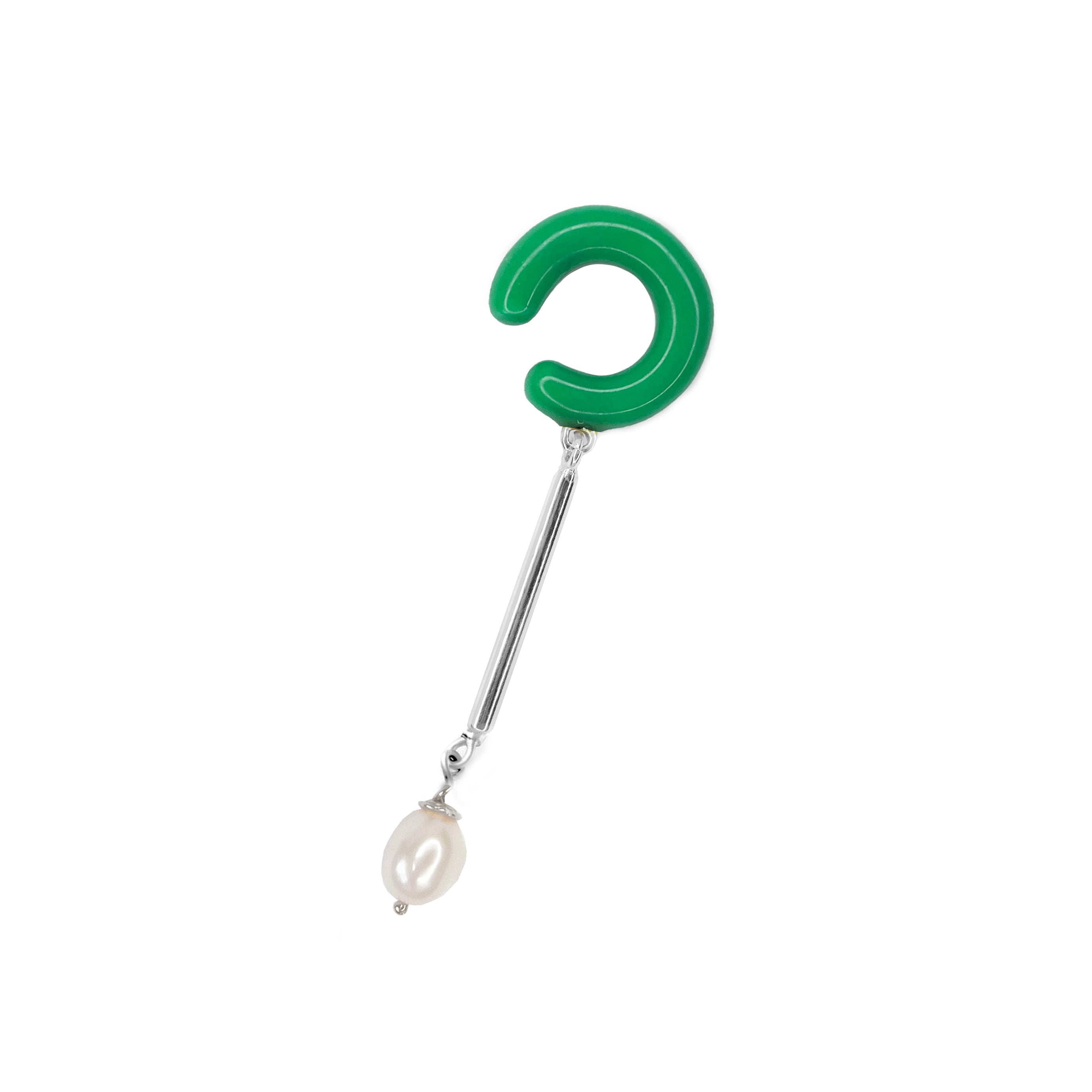 Color bar & pearl ear-cuff silver