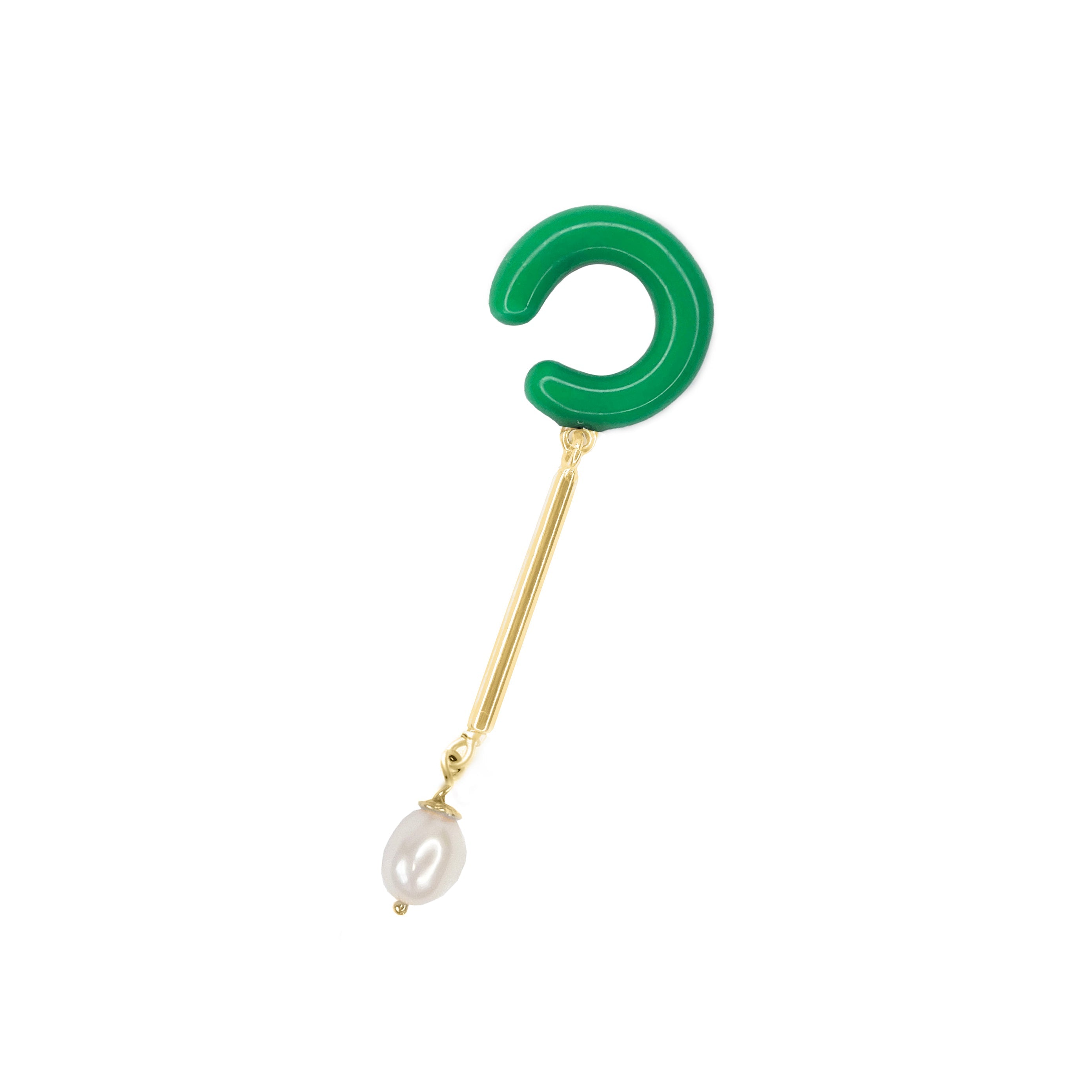 Color ear-cuff bar & pearl vermeil