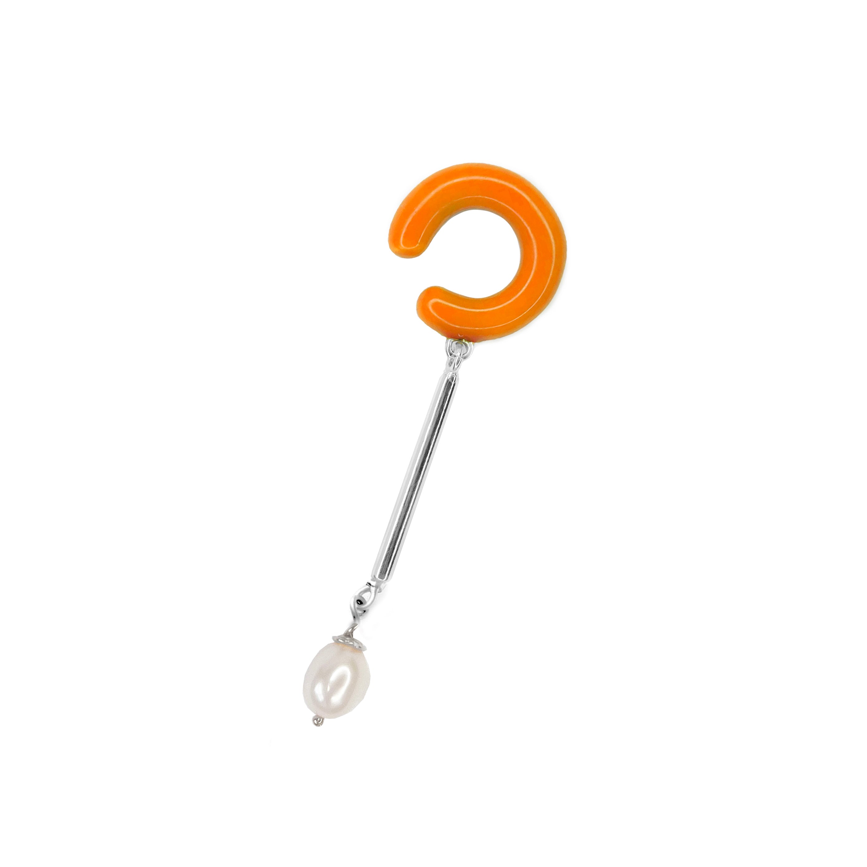 Color bar & pearl ear-cuff silver