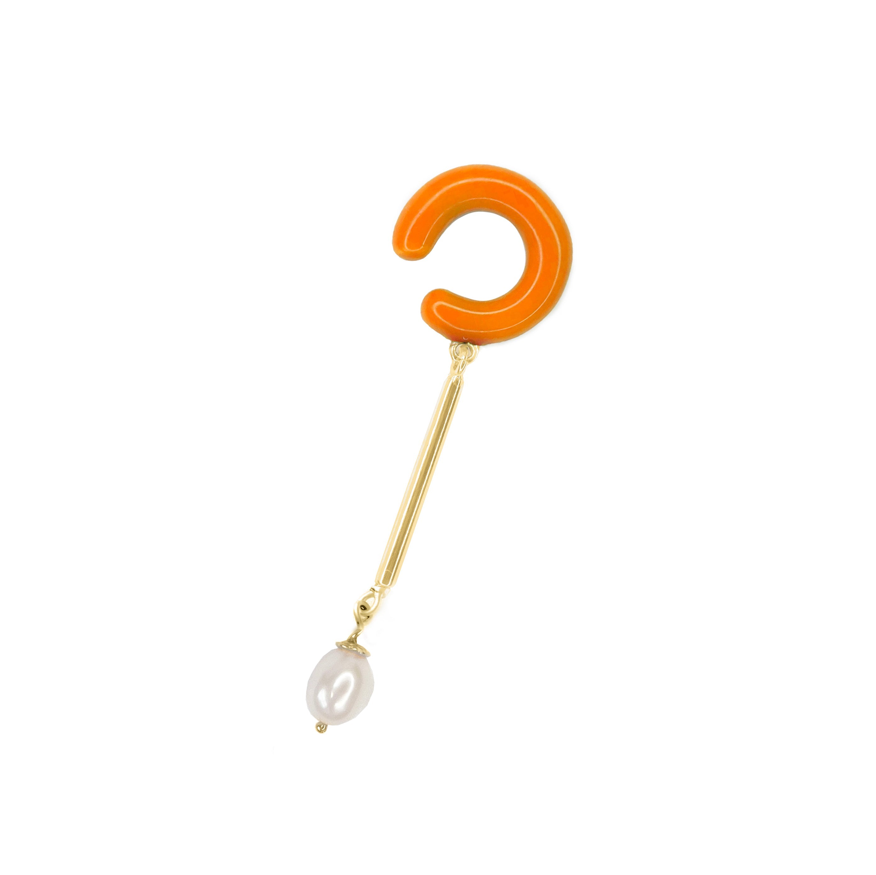 Color ear-cuff bar & pearl vermeil