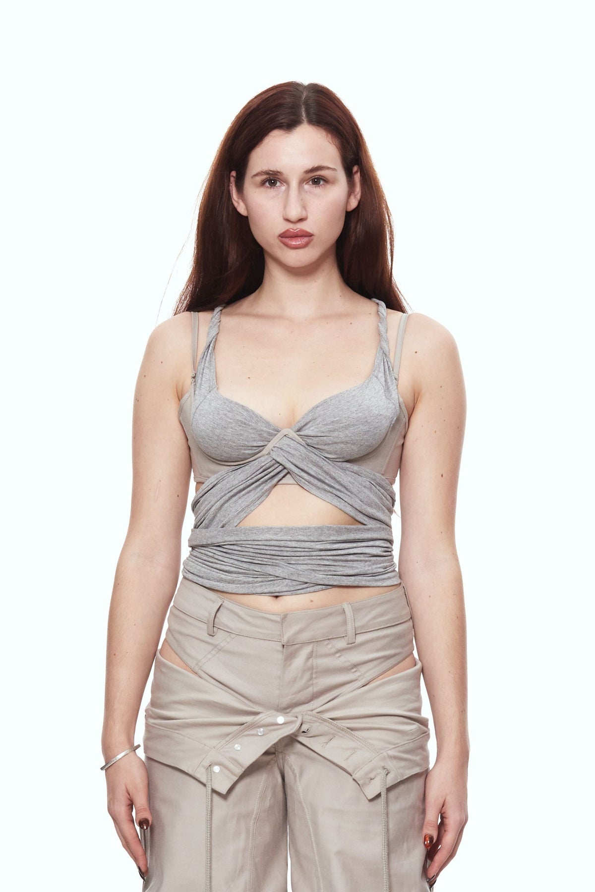 Grey wrap bra