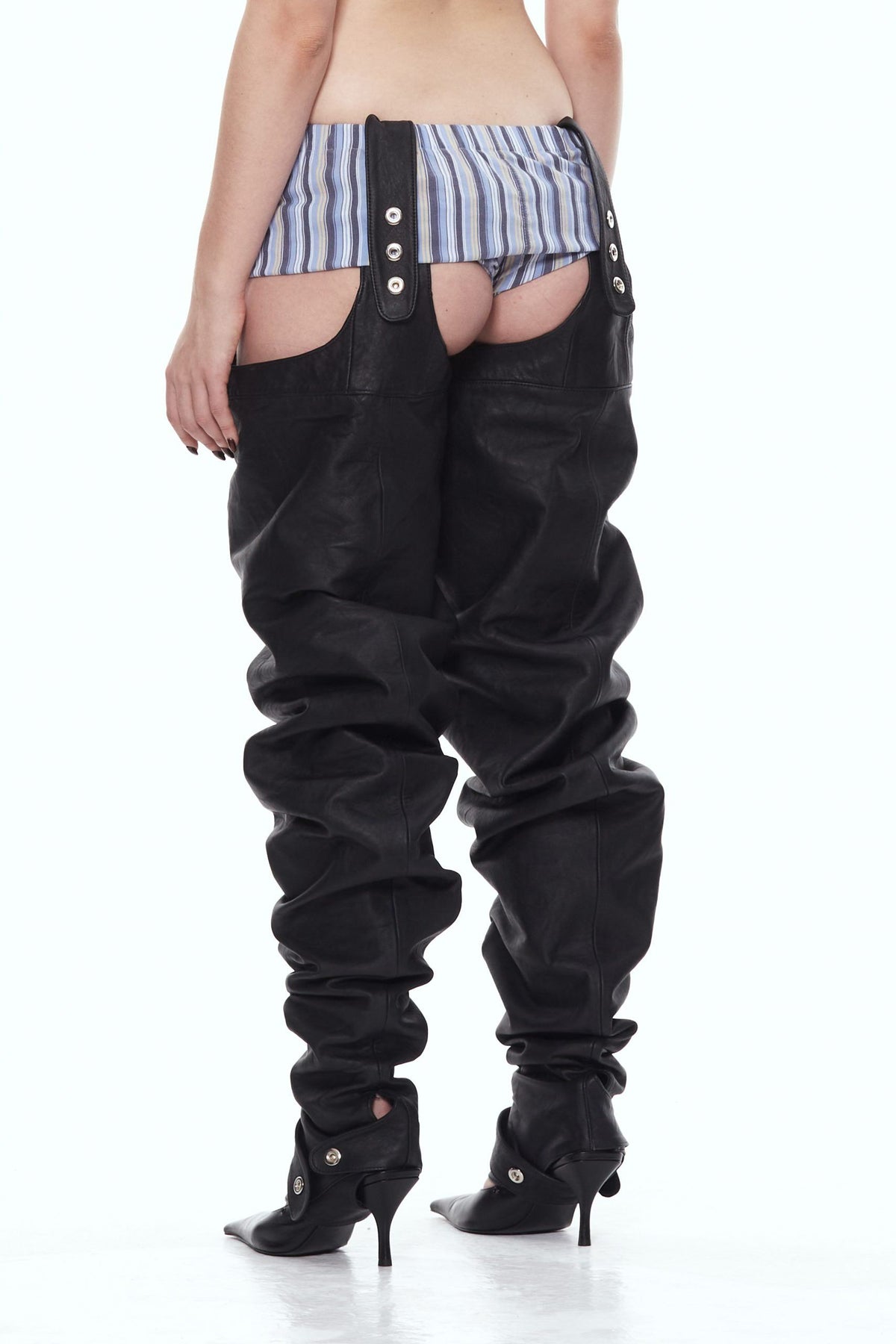 Black leather gaiters
